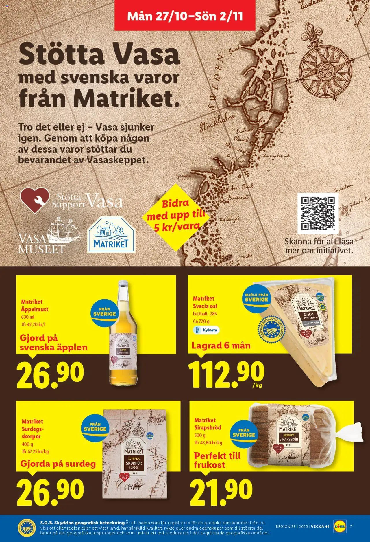 Lidl reklamblad aktuell från 27.10.2025 | Sida: 7 | Produkter: Skorpor, Mjölk, Ost, Äpplen