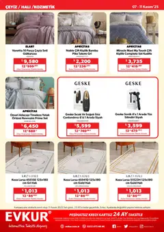 07.11.2025 tarihinden itibaren geçerli olan Evkur kataloğu önizlemesi | Sayfa: 9 | Ürünler: Yatak, Halı, Nevresim, Pike