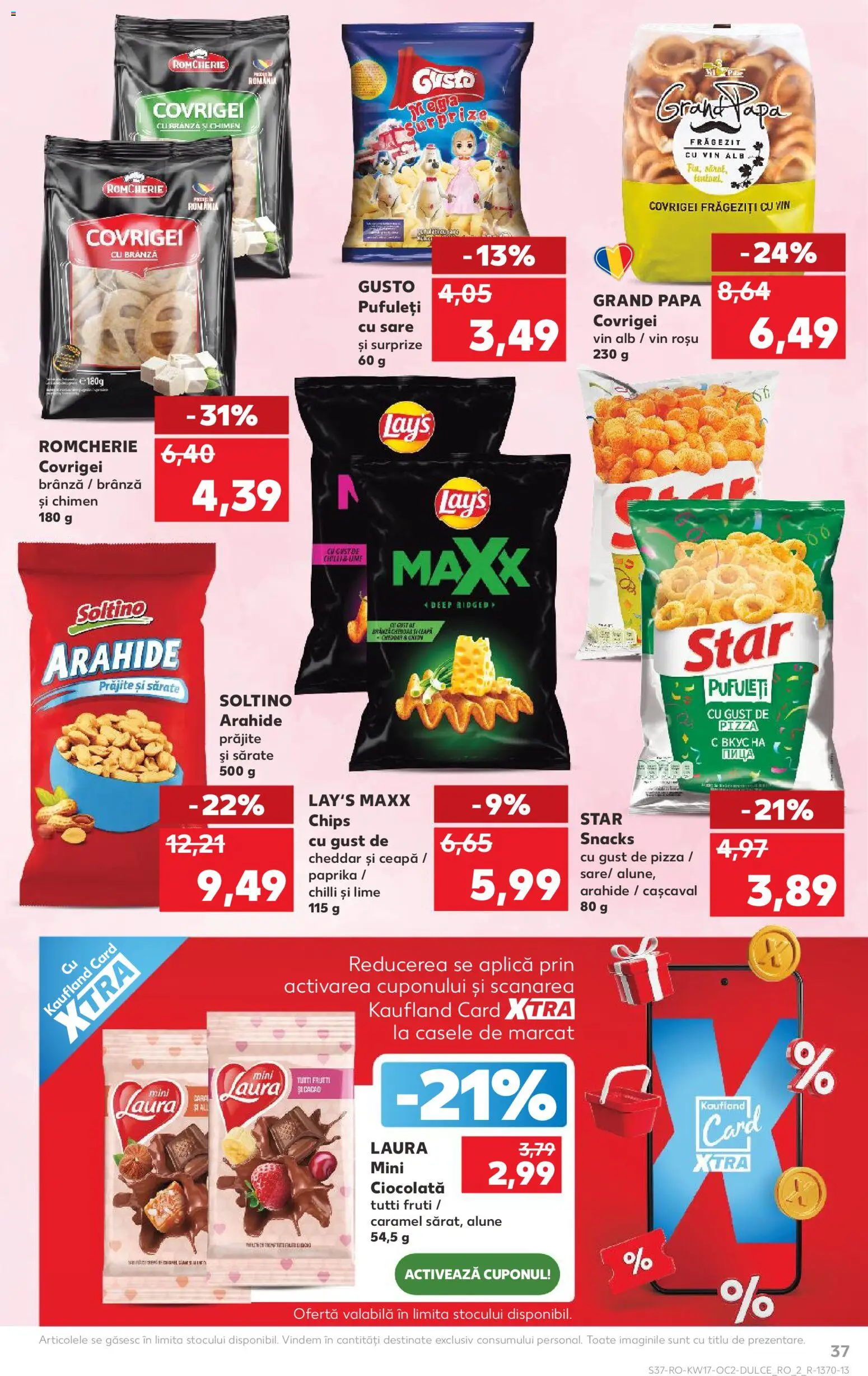 Noul catalog Kaufland – valabil de la 22.04.2026 | Pagină: 37 | Produse: Lime, Ciocolată, Pufuleți, Sare