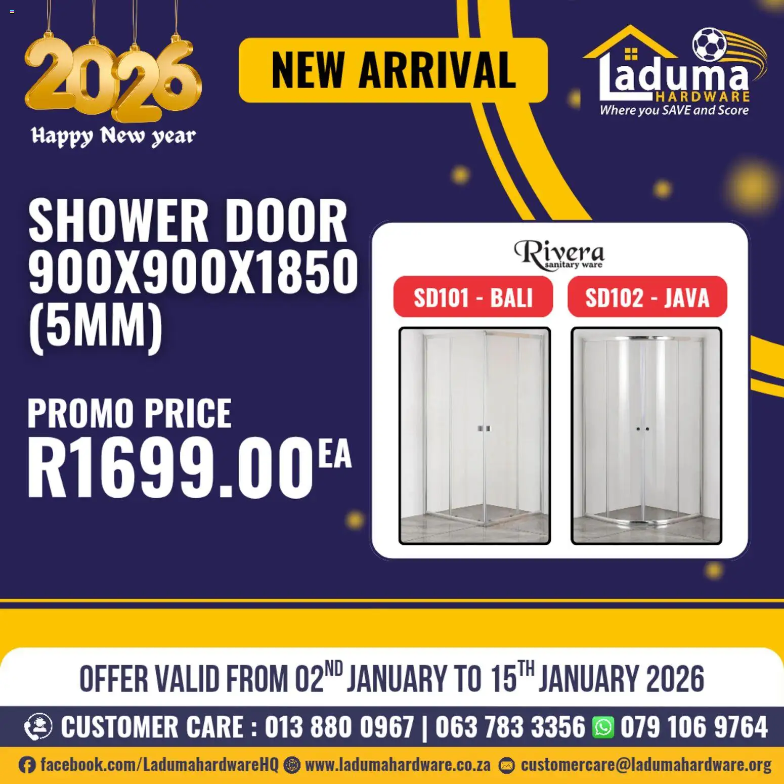 New Laduma Hardware catalogue – valid from 02.01.2026 | Page: 1 | Products: Shower