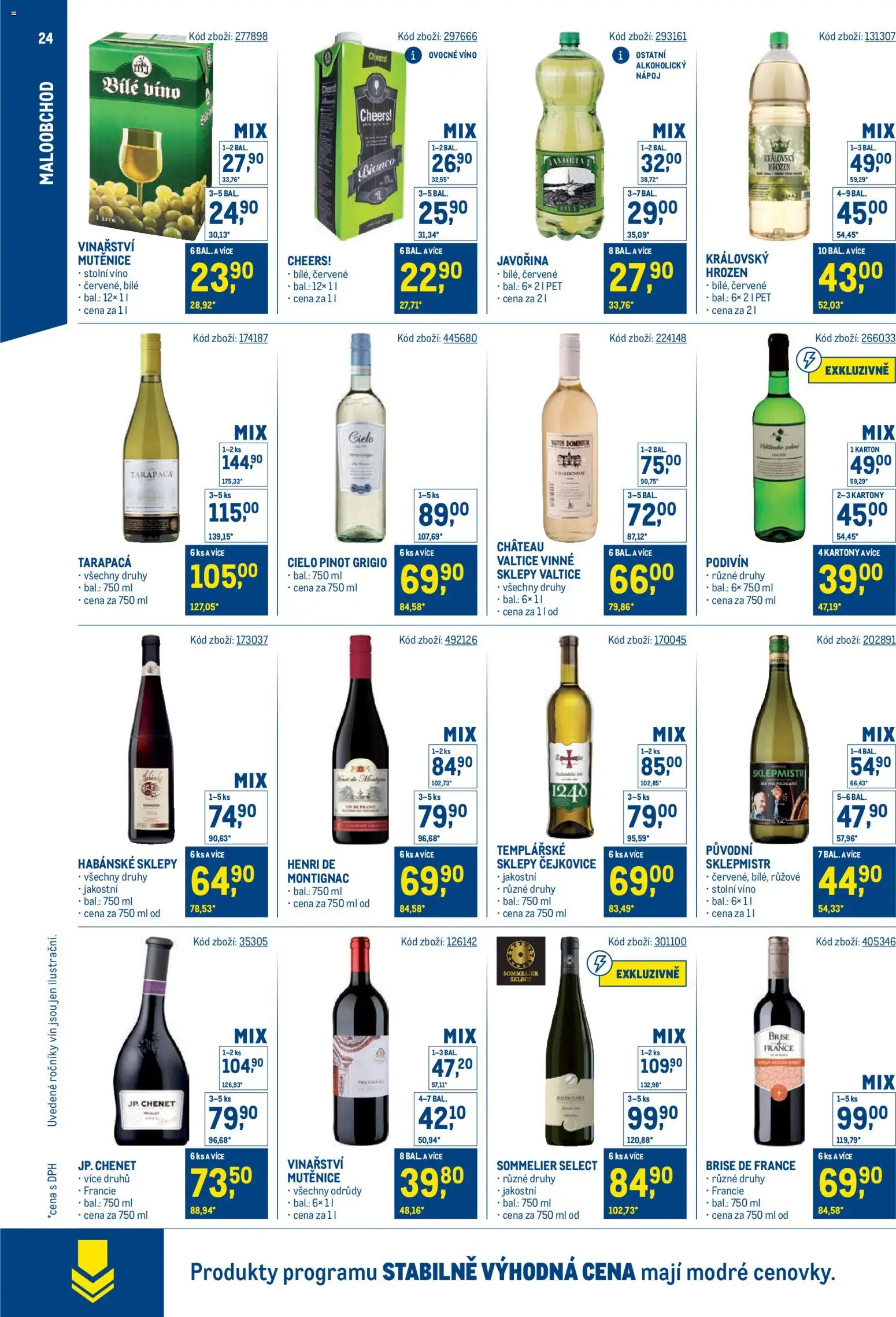 Makro leták - Stabilně výhodná cena - maloobchod od 24.09.2025 | Strana: 24 | Produkty: Bílé víno, Víno, Sklepmistr, Habánské sklepy