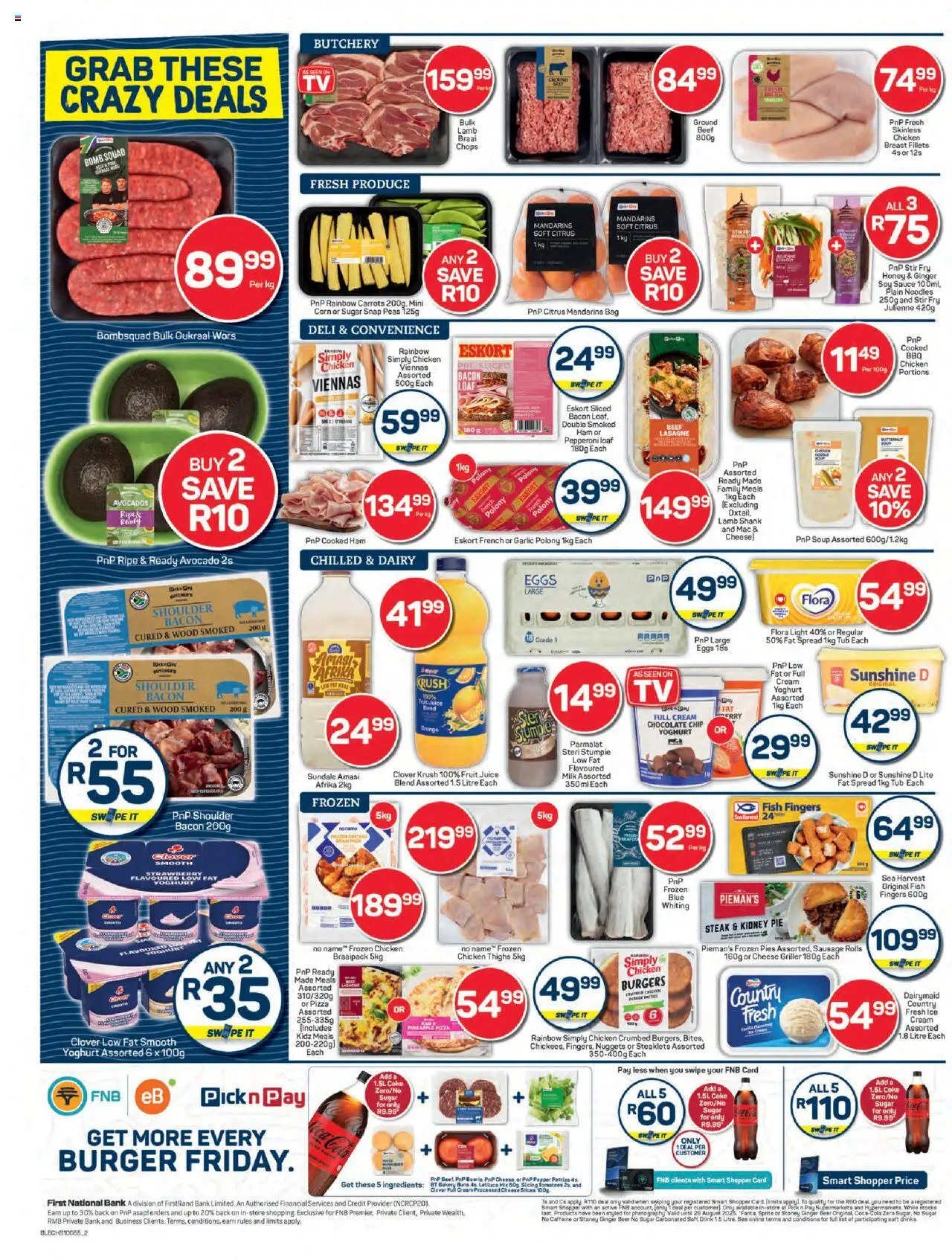 Pick n Pay Eastern Cape - Specials │ valid from 04.08.2025 | Page: 2 | Products: Milk, Burgers, Cream, Bacon