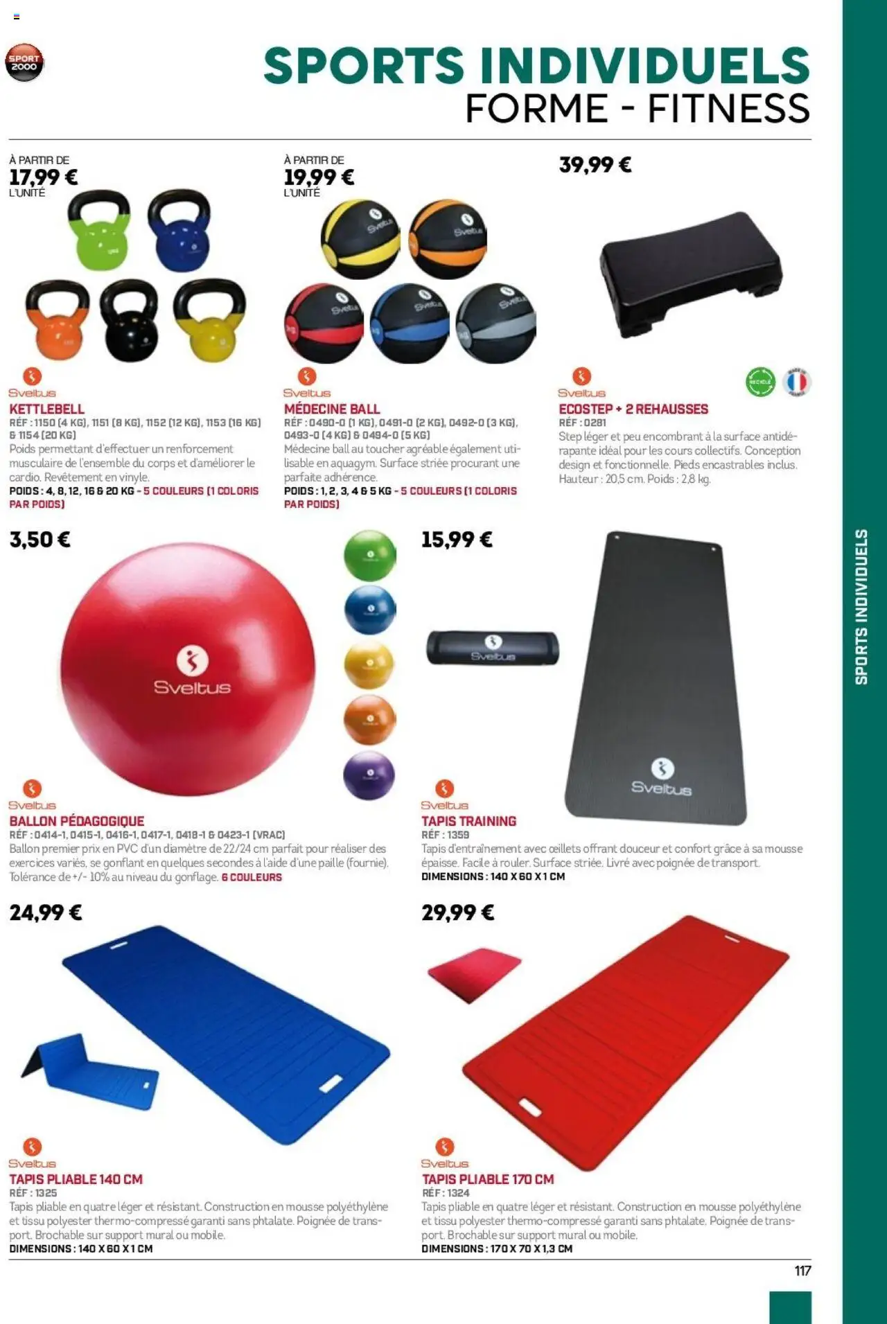  | Page: 117 | Produits: Support mural, Poids, Tapis, Livre