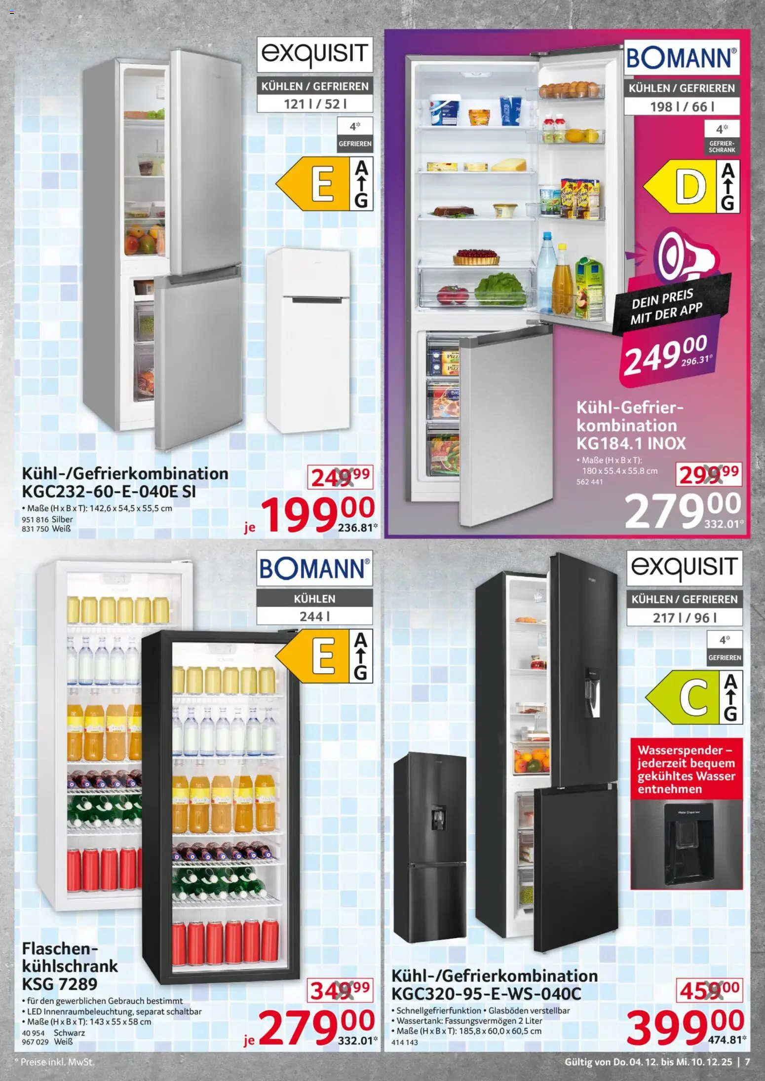 Selgros  Non Food – gültig ab 04.12.2025 | Seite: 7 | Produkte: Schrank, Kühlschrank, Wasser