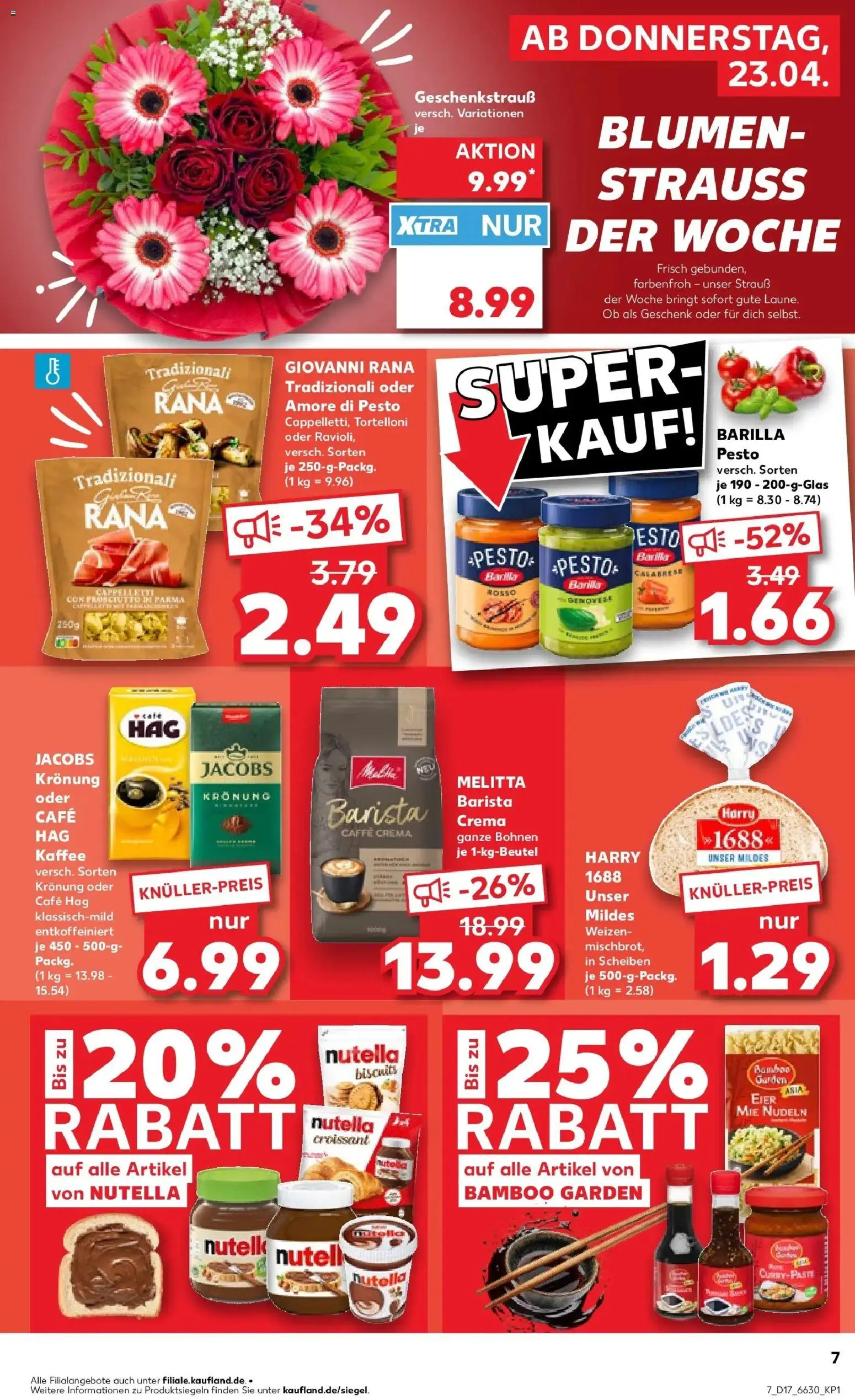 Kaufland Prospekt Biedenkopf	 – gültig ab 23.04.2026 | Seite: 7 | Produkte: Barilla, Kaffee, Nutella, Pasta