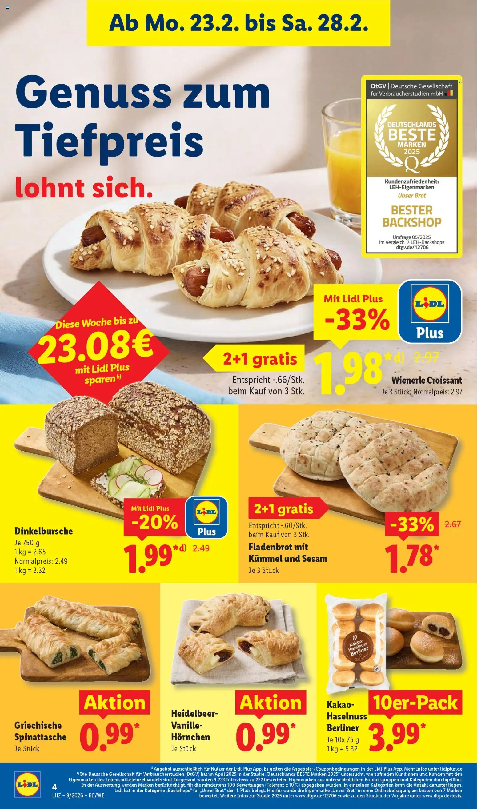 Lidl Prospekt Ochsenfurt – gültig ab 23.02.2026 | Seite: 10 | Produkte: Berliner, Croissant, Brot