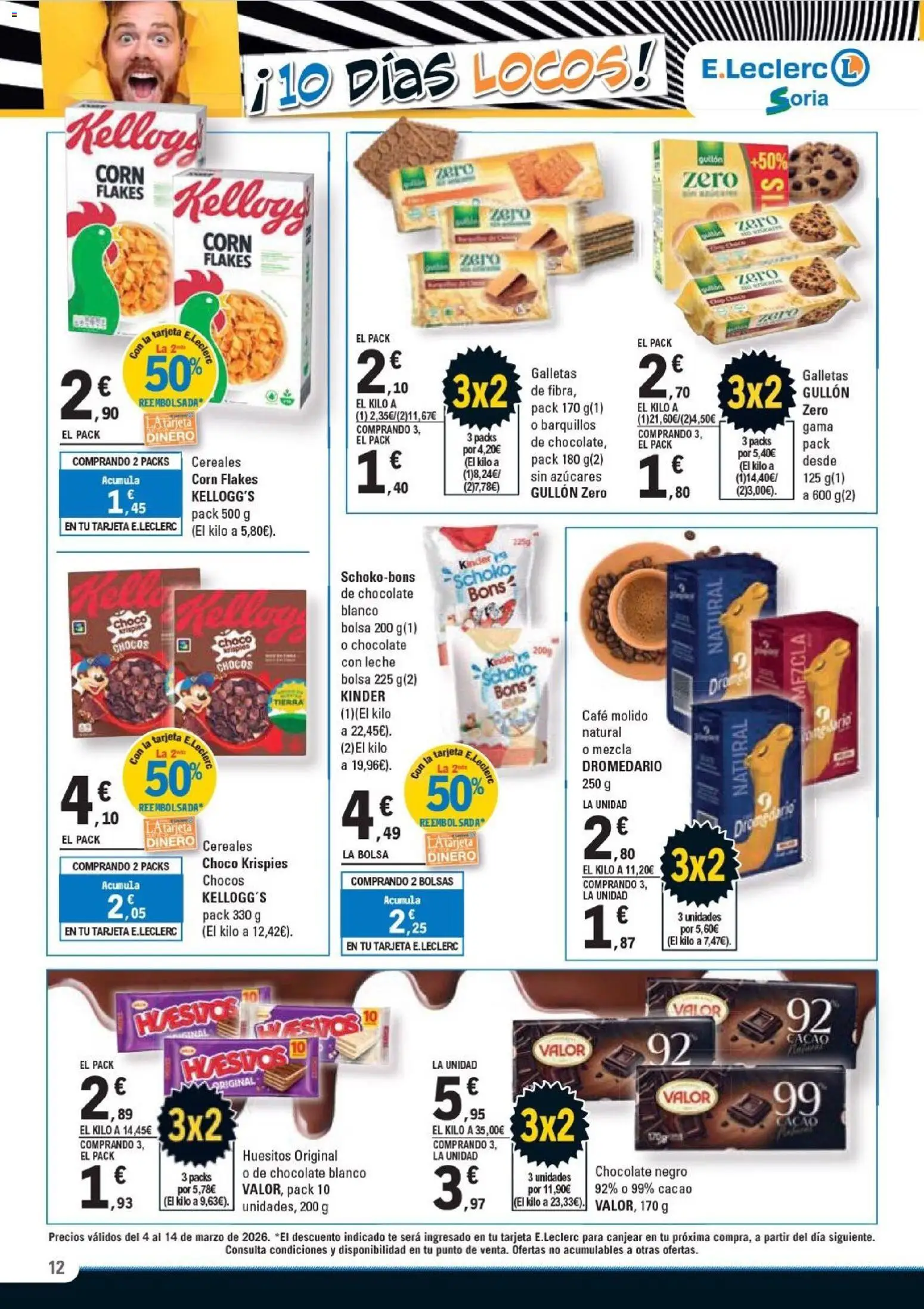 E.Leclerc Soria │ válido desde el 04.03.2026 | Página: 12 | Productos: Café, Chocolate, Cereales, Φρυγανιές σικάλεως