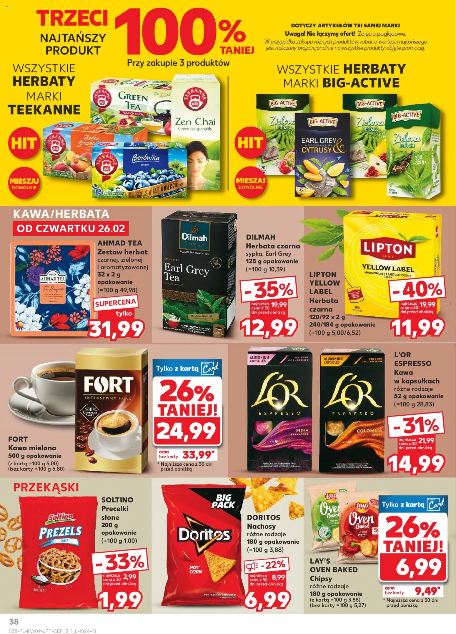 Kaufland gazetka od 26.02.2026 | Strona: 38 | Produkty: Karta, Chipsy, Doritos, Kawa