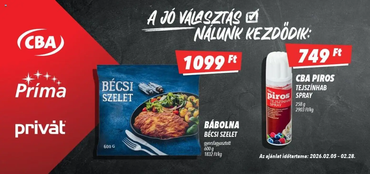 CBA Príma akciós ujság - amely érvényes a következő dátumtól: 05.02.2026 | Oldal: 3 | Termékek: Tejszínhab