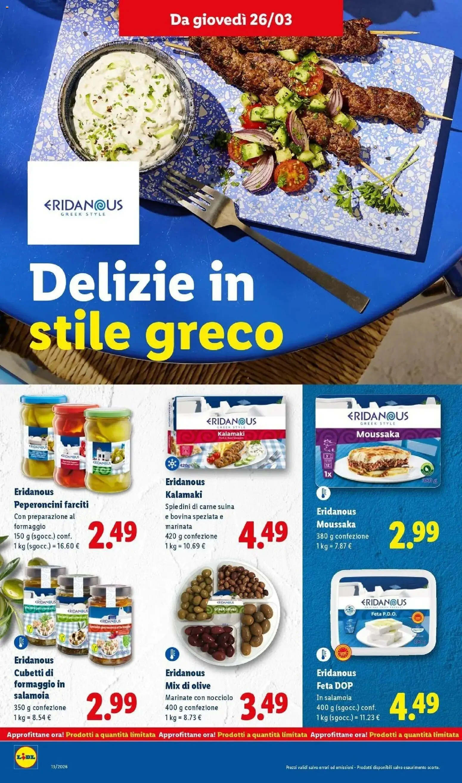 Volantino Lidl del 22.03.2026 | Pagina: 24 | Prodotti: Formaggio, Olive, Feta, Spiedini