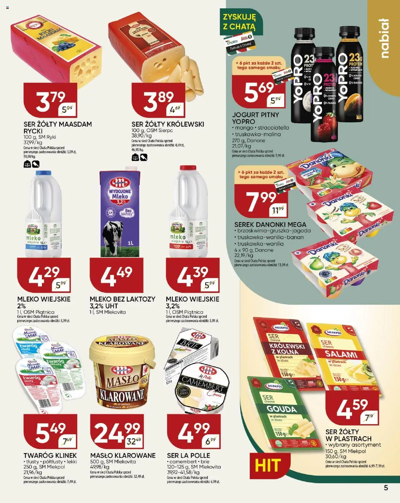 Chata Polska Gazetka od 09.10.2025 | Strona: 5 | Produkty: Camembert, Masło, Salami, Twaróg