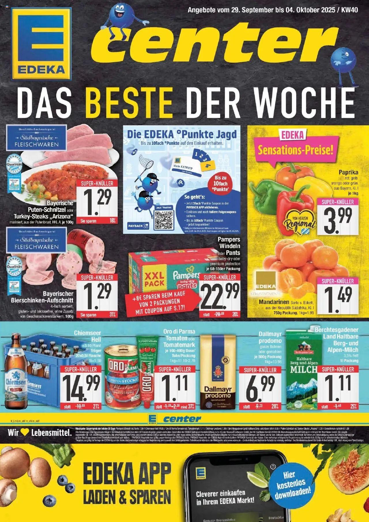 Edeka prospekt Straubing	 – gültig ab 28.09.2025 | Seite: 1 | Produkte: Tomaten, Oro di parma, Putenschnitzel, Dallmayr prodomo