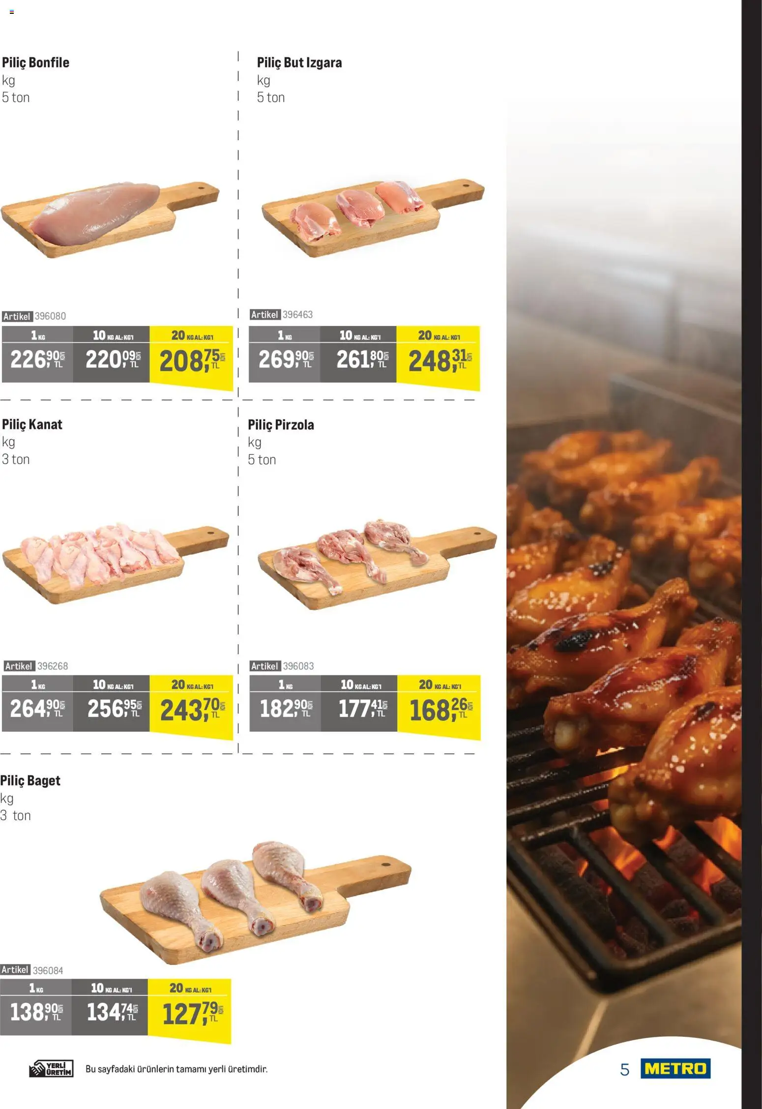 Metro - Şehir Otelleri - 22.04.2026 tarihinden itibaren geçerlidir | Sayfa: 5 | Ürünler: Piliç, Piliç bonfile, Pirzola, Izgara