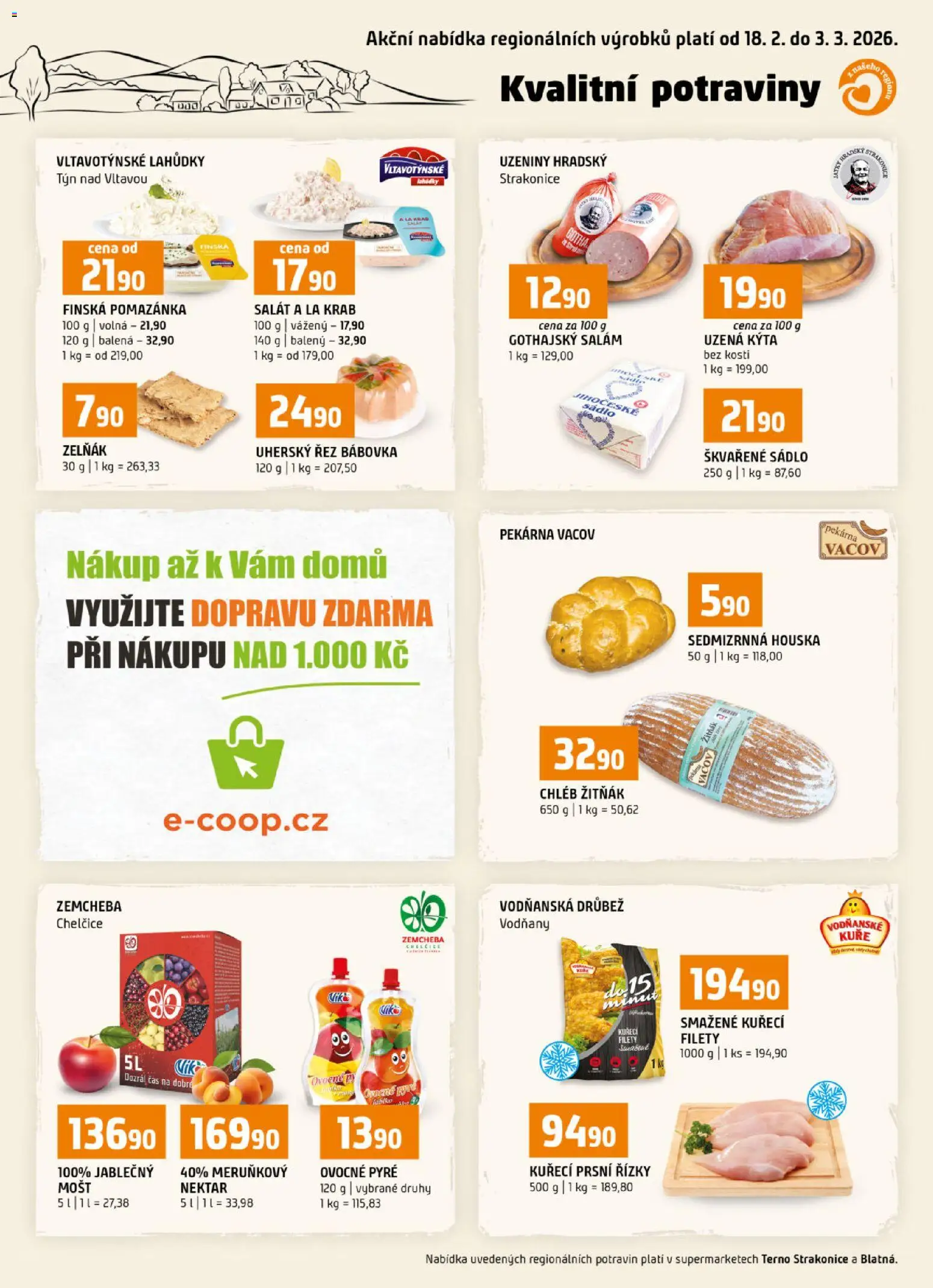 Terno leták - Blatná, Strakonice od 18.02.2026 | Strana: 16 | Produkty: Sádlo, Salám, Salát, Pekárna