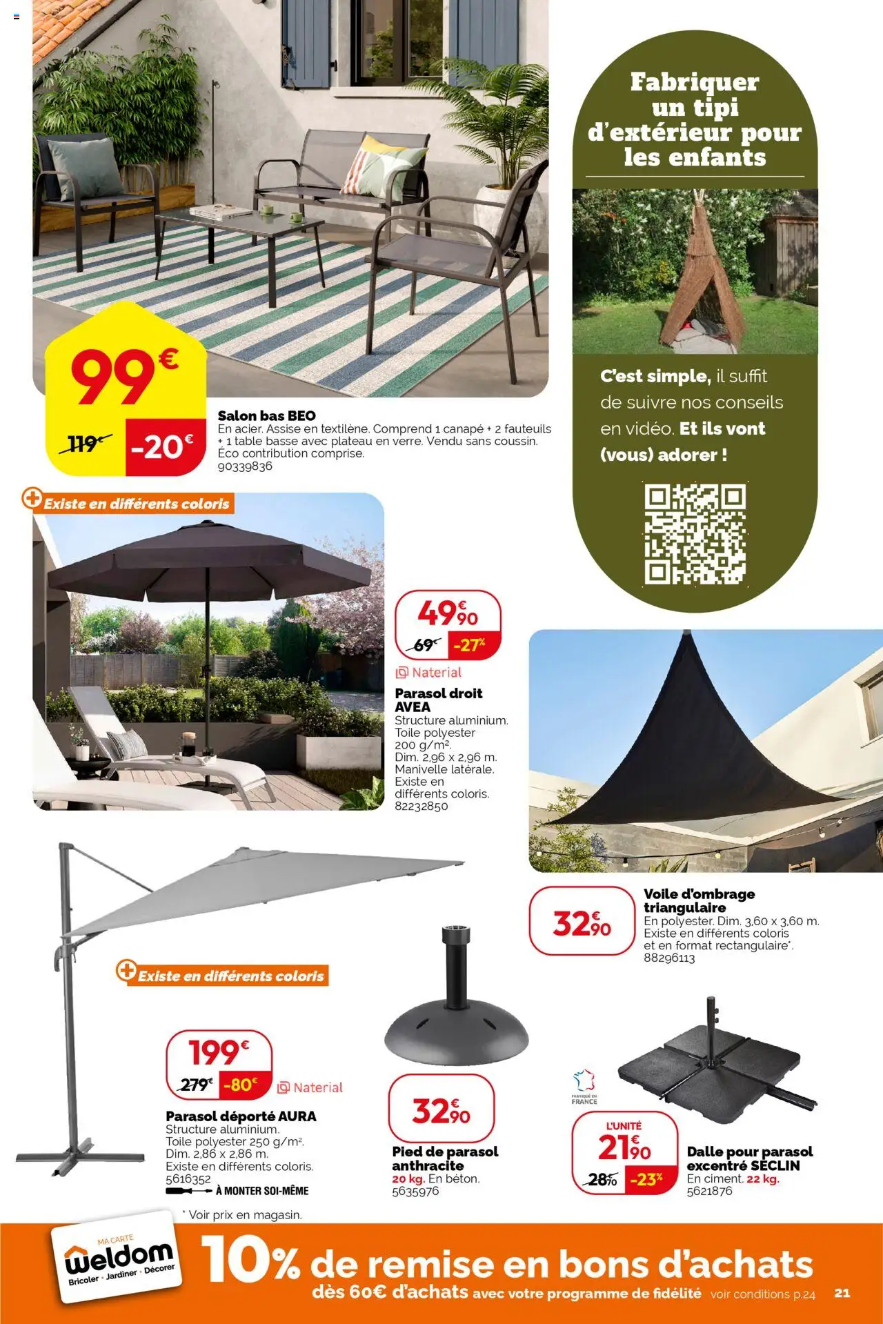  | Page: 21 | Produits: Voile d'ombrage, Plateau, Canapé, Parasol