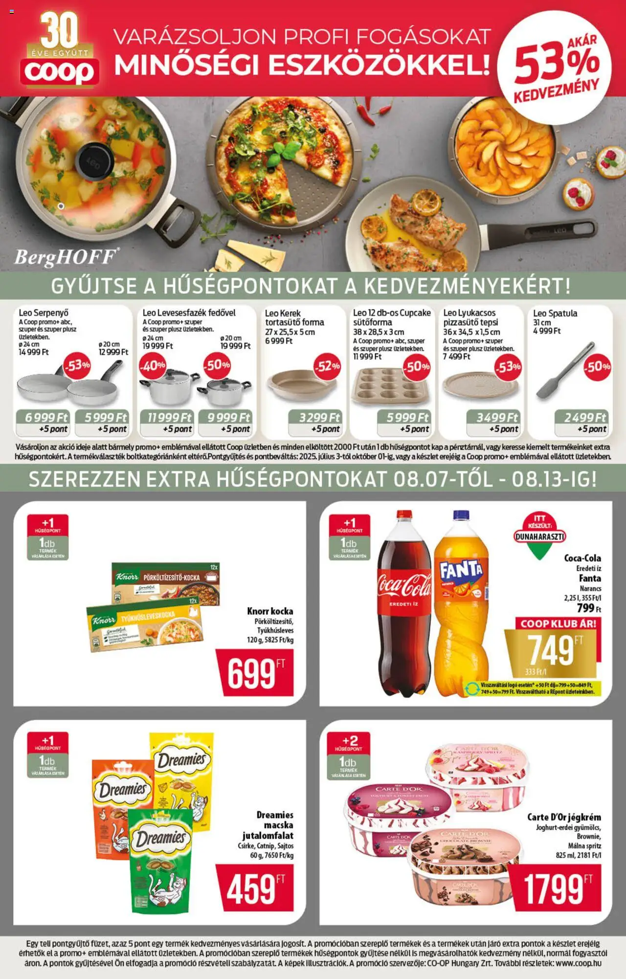 COOP akciós ujság - amely érvényes a következő dátumtól: 07.08.2025 | Oldal: 4 | Termékek: Málna, Fanta, Serpenyő, Narancs