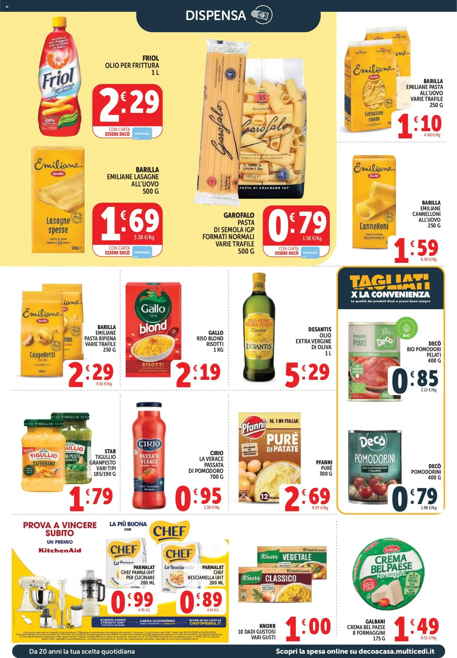 Volantino Decò del 27.03.2026 | Pagina: 20 | Prodotti: Patate, Olio, Pasta, Data