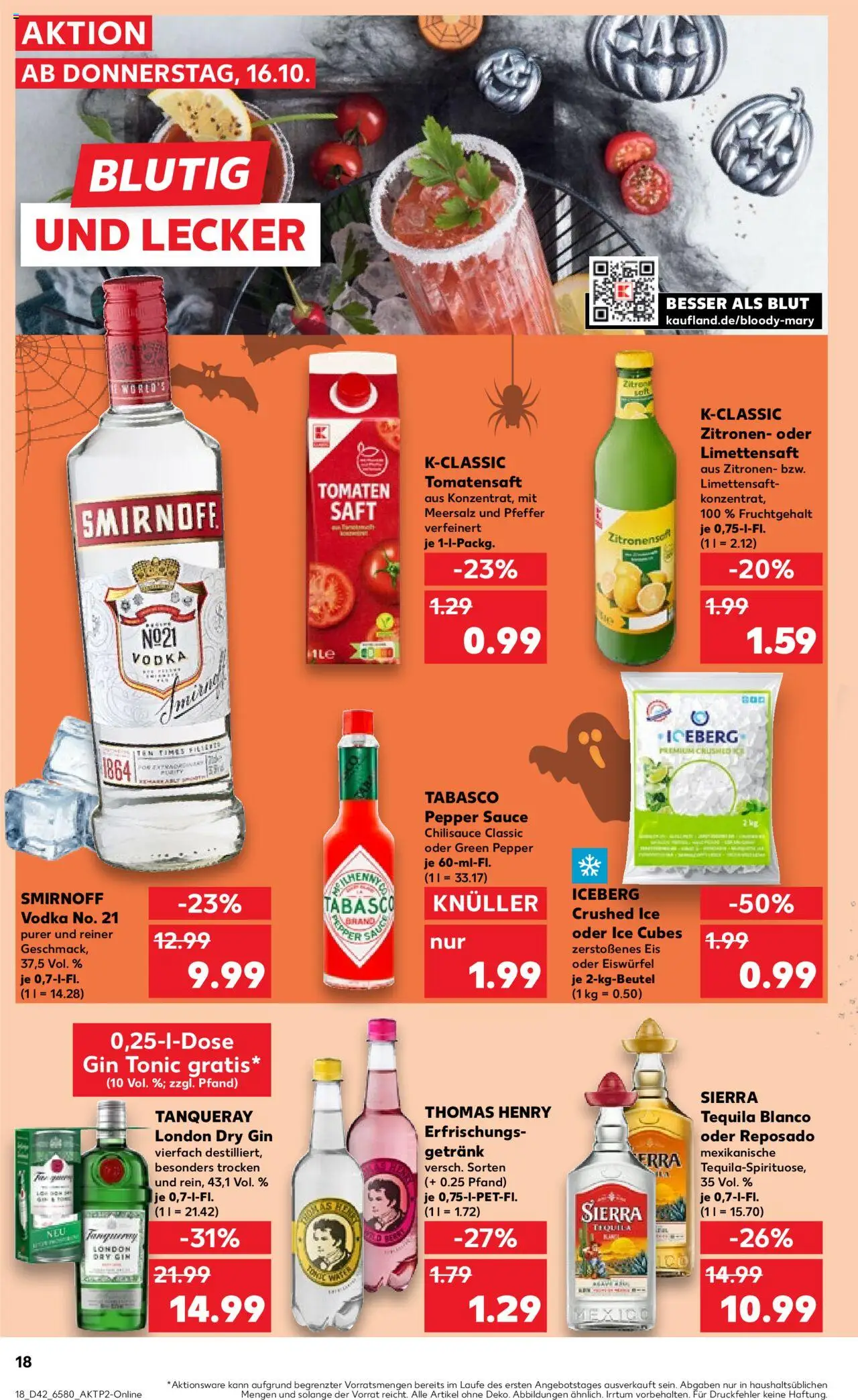 Kaufland prospekt Hamburg	 – gültig ab 16.10.2025 | Seite: 18 | Produkte: Tequila, Smirnoff, Saft, Zitronen