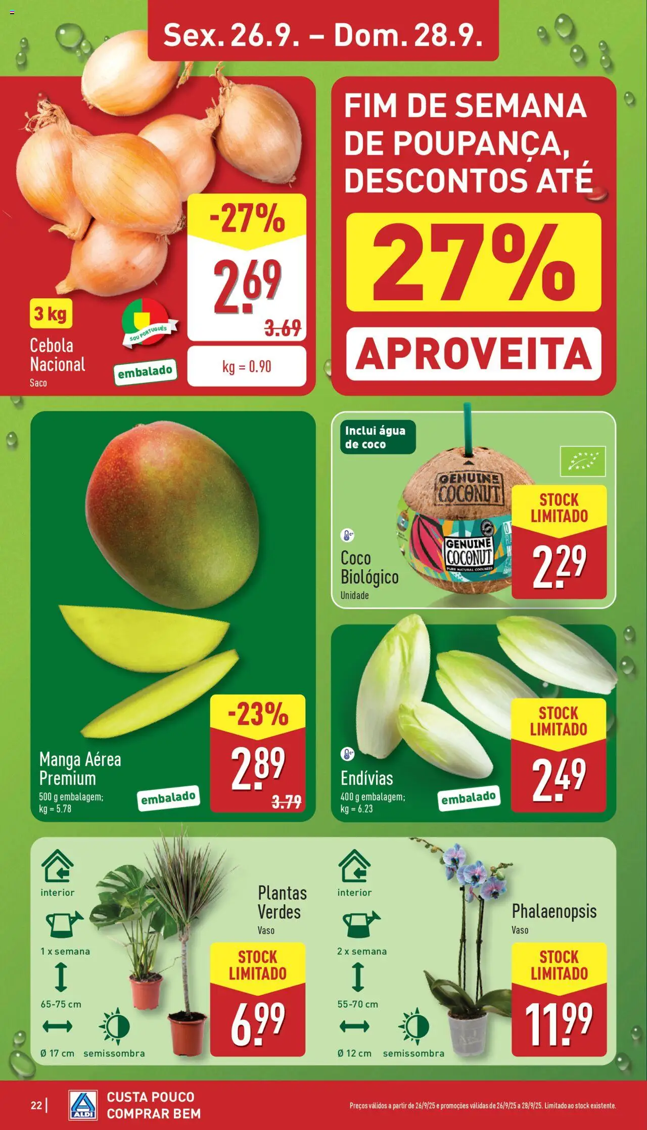 Aldi folheto │ válido de 22.09.2025 | Página: 22 | Produtos: Agua, Cebola, Vaso