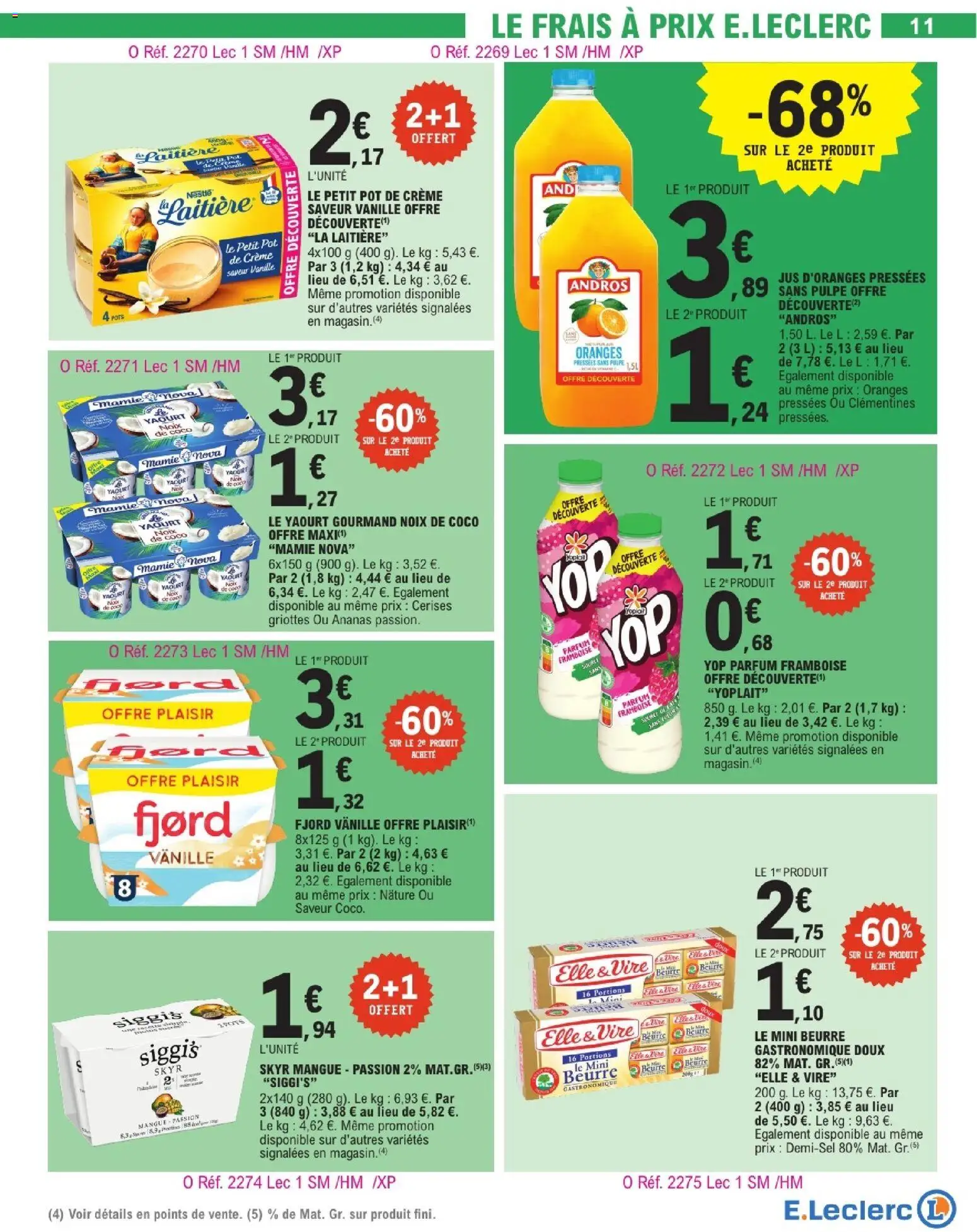 {H1} | Page: 11 | Produits: Mangue, Noix de coco, Beurre, Yaourt