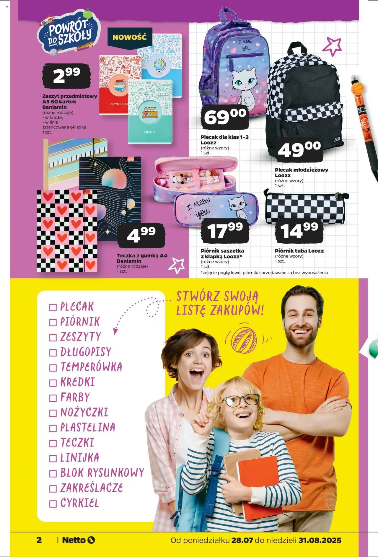 Netto gazetka - Katalog BTS od 28.07.2025 | Strona: 2 | Produkty: Plecak, Temperówka, Zeszyt