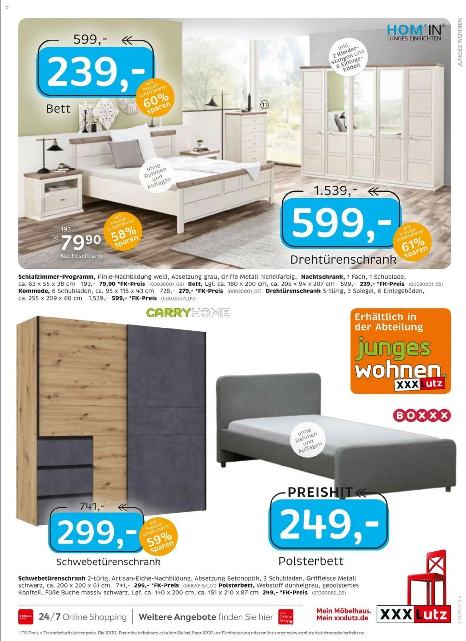 XXXLutz Nr. 1 beim Preis – gültig ab 25.04.2026 | Seite: 11 | Produkte: Bett, Schwebetürenschrank, Drehtürenschrank, Polsterbett