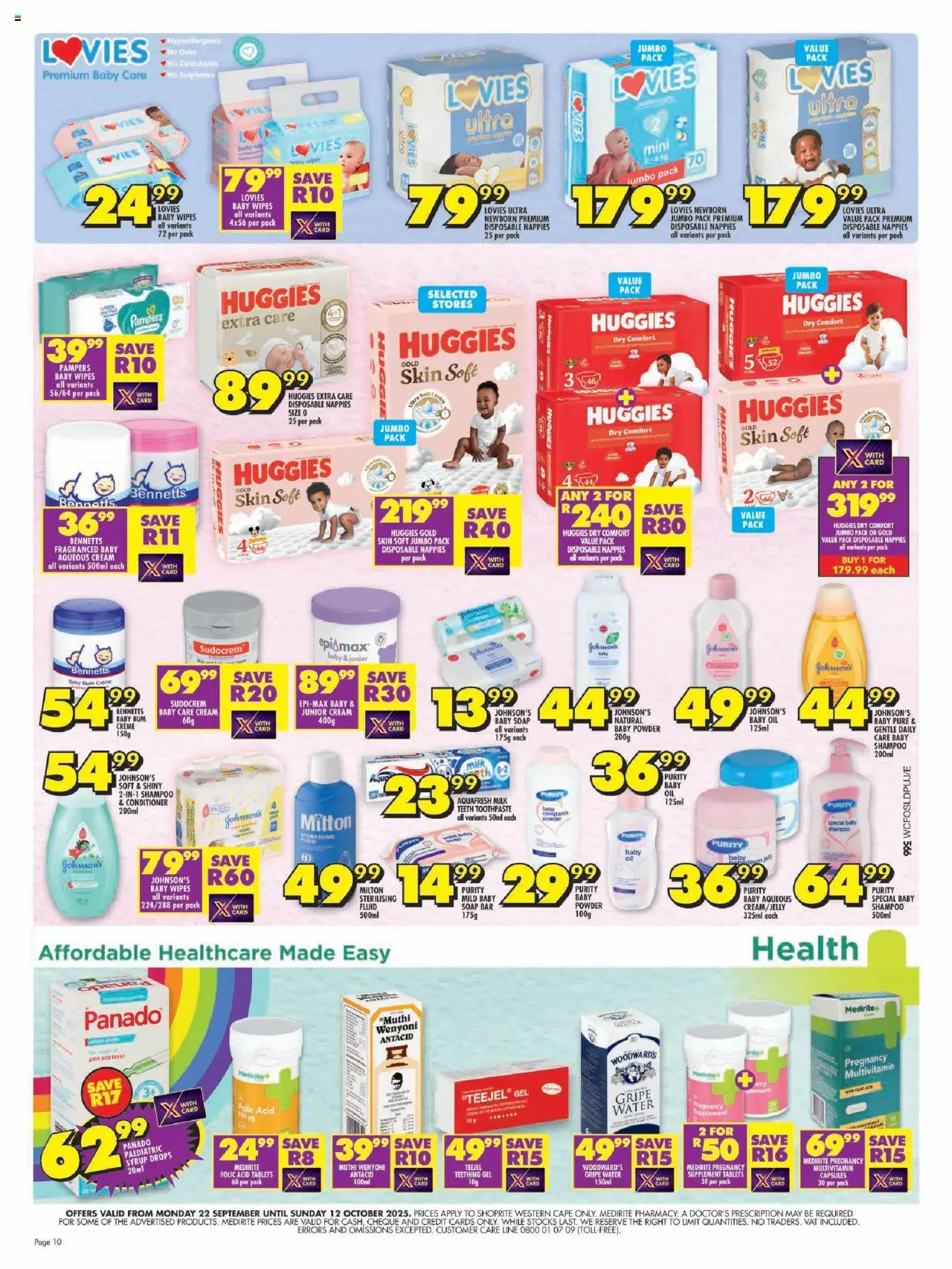 New Shoprite catalogue – valid from 22.09.2025 | Page: 10 | Products: Milk, Oil, Shampoo, Syrup