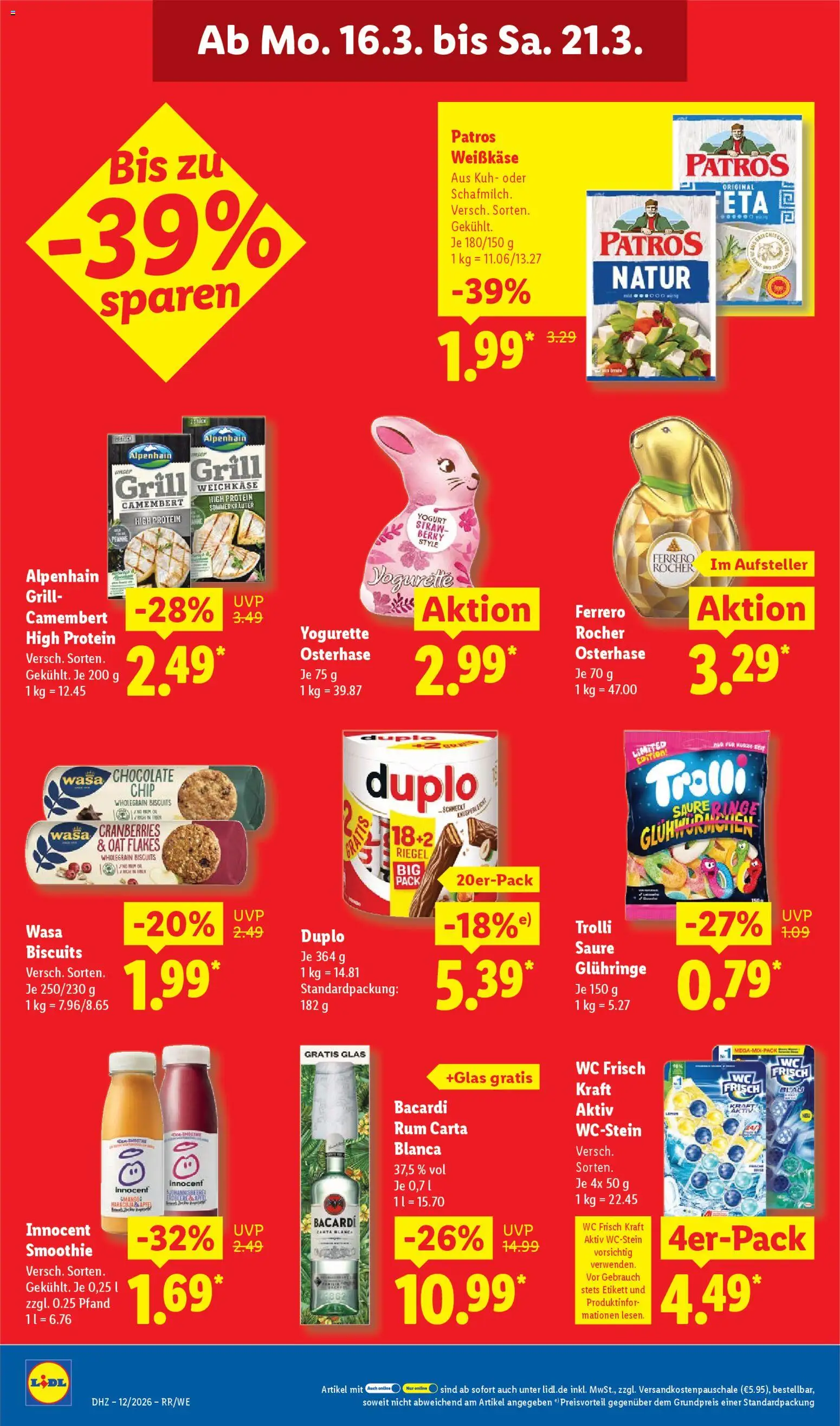 Lidl Prospekt Krefeld – gültig ab 16.03.2026 | Seite: 28 | Produkte: Yogurette, Rum, Äpfel, Patros