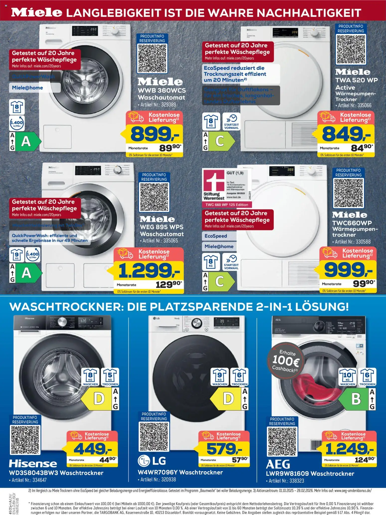Euronics Haushaltsgeräte Spezial! – gültig ab 27.11.2025 | Seite: 4 | Produkte: Miele, Hisense, Trockner, Waschtrockner
