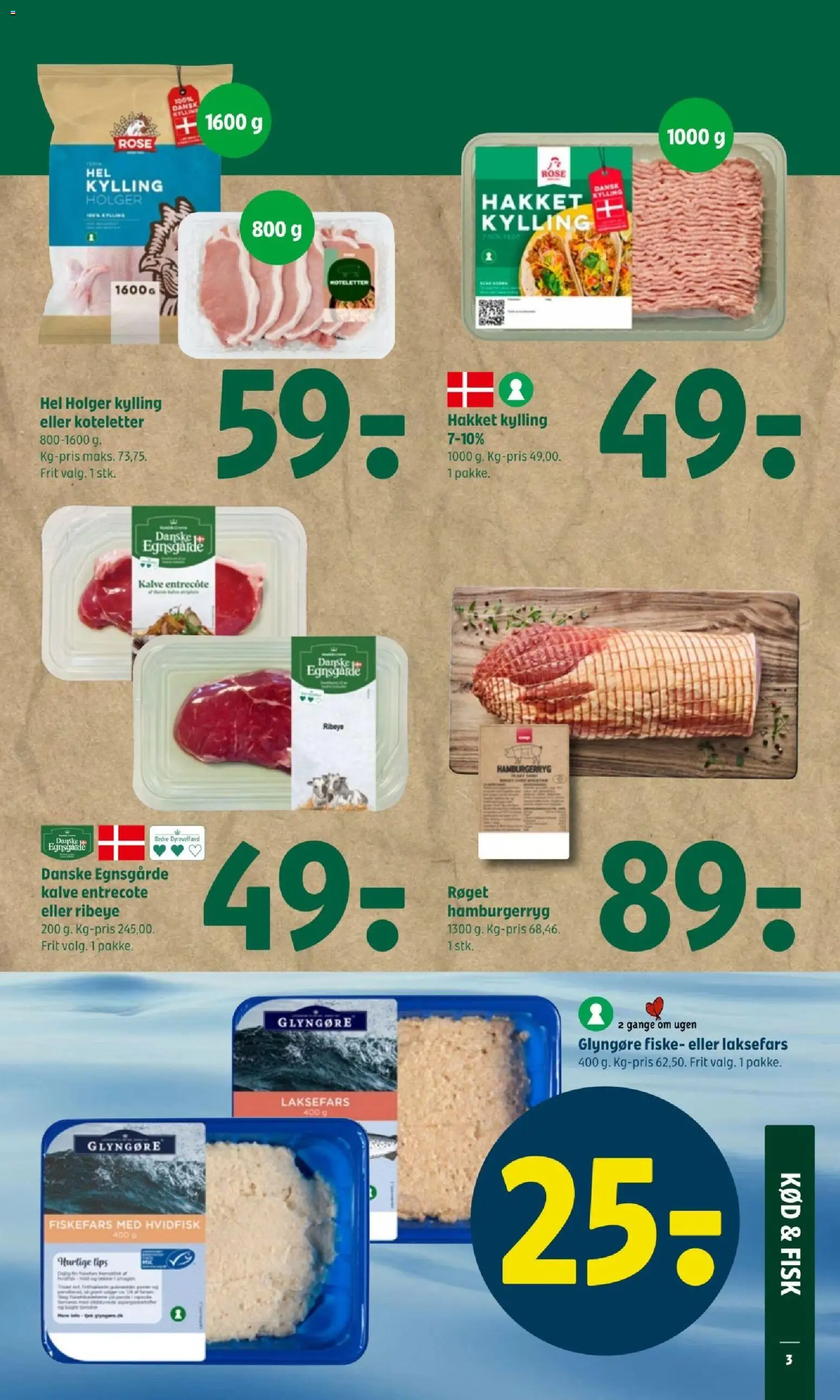 Coop 365 tilbudsavis – gyldig fra 08.01.2026 | Side: 3 | Produkter: Fisk, Koteletter, Entrecote, Hamburgerryg