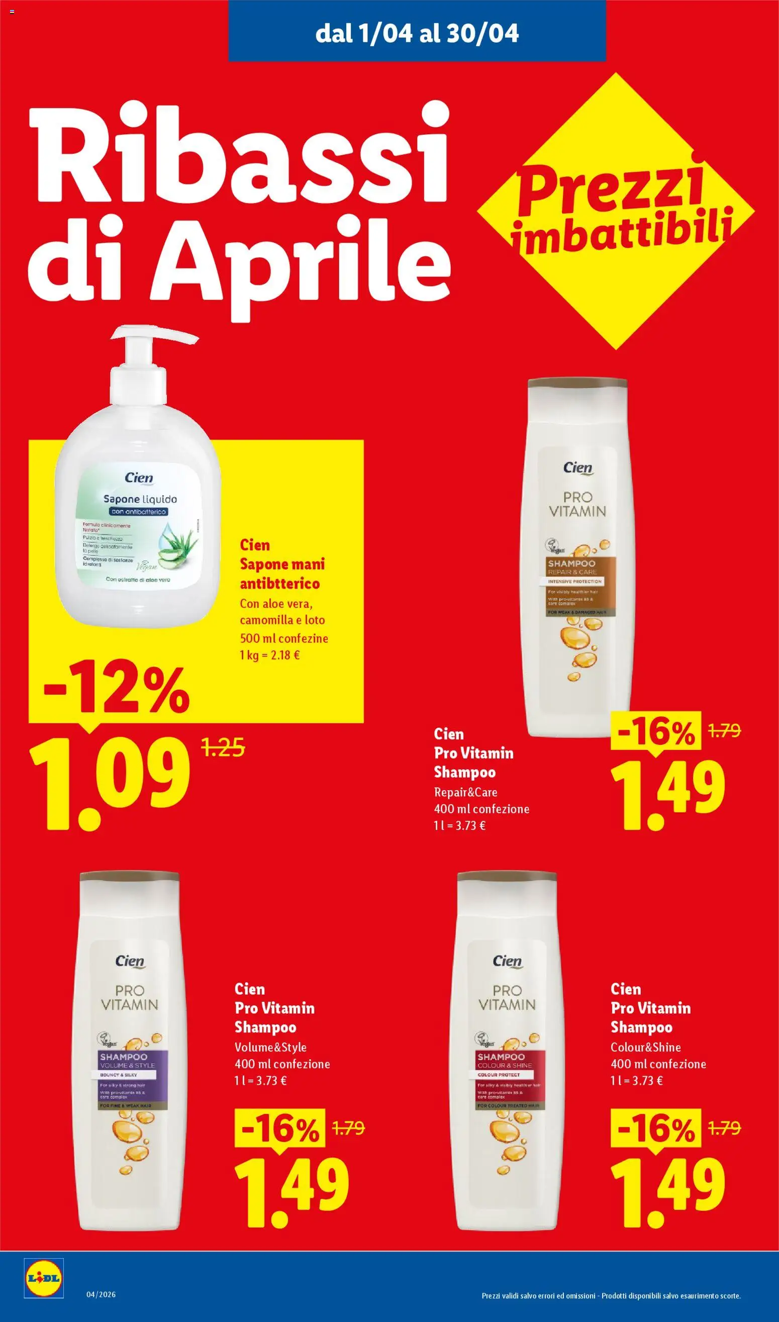 Volantino Lidl del 01.04.2026 | Pagina: 10 | Prodotti: Shampoo, Sapone, Aloe vera
