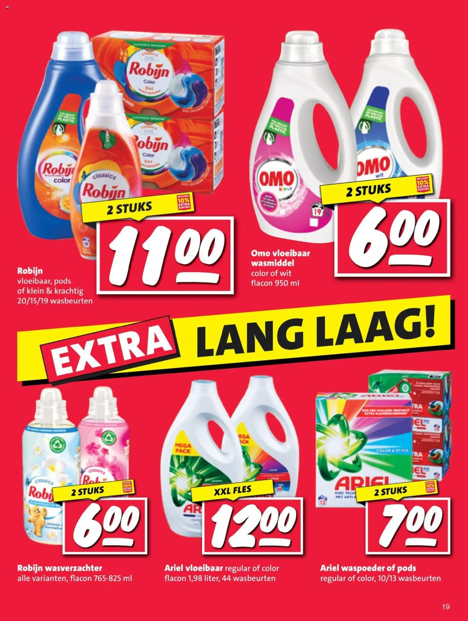{H1} | Pagina: 19 | Producten: Wasmiddel, Wasverzachter, Robijn, Fles