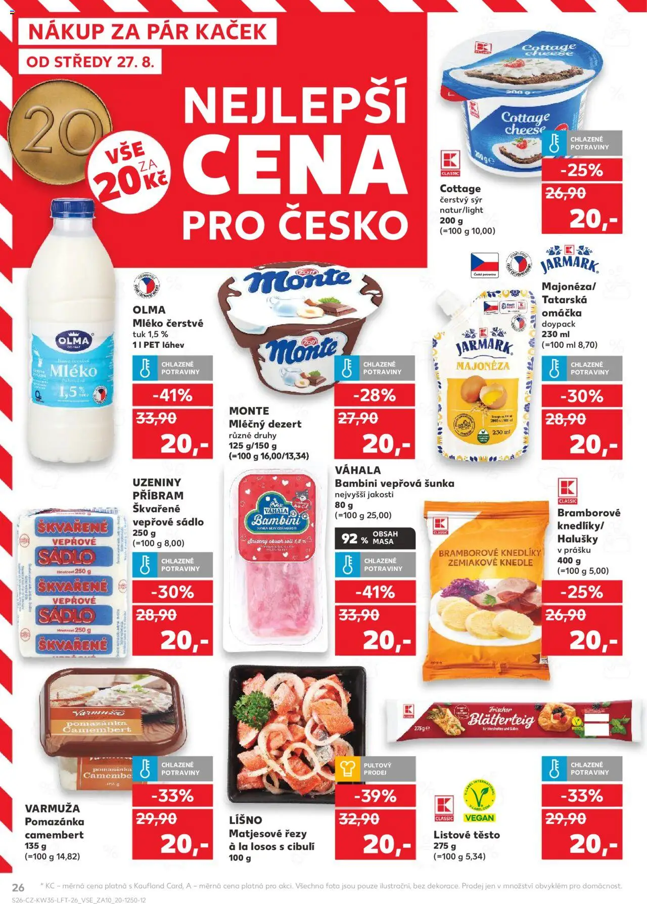 Kaufland leták - Plzeň od 27.08.2025 | Strana: 26 | Produkty: Mléko, Šunka, Uzeniny, Cottage