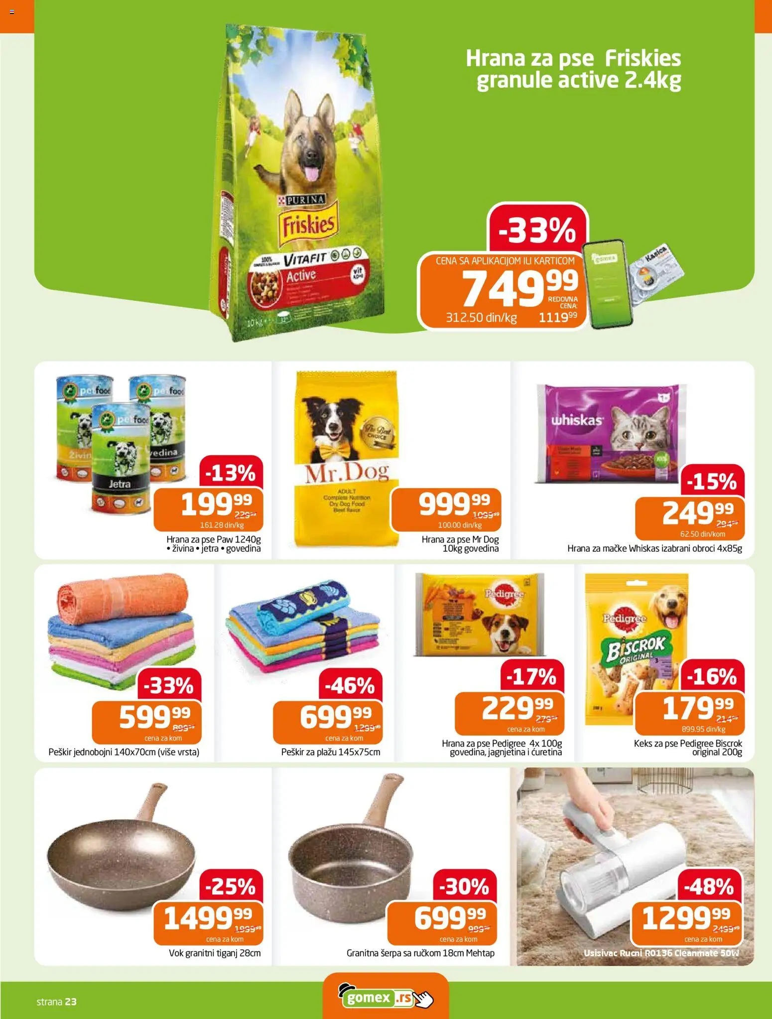 Gomex katalog - važi od 22.10.2025 | Strana: 23 | Proizvode: Purina, Hrana za pse, Whiskas, Tiganj