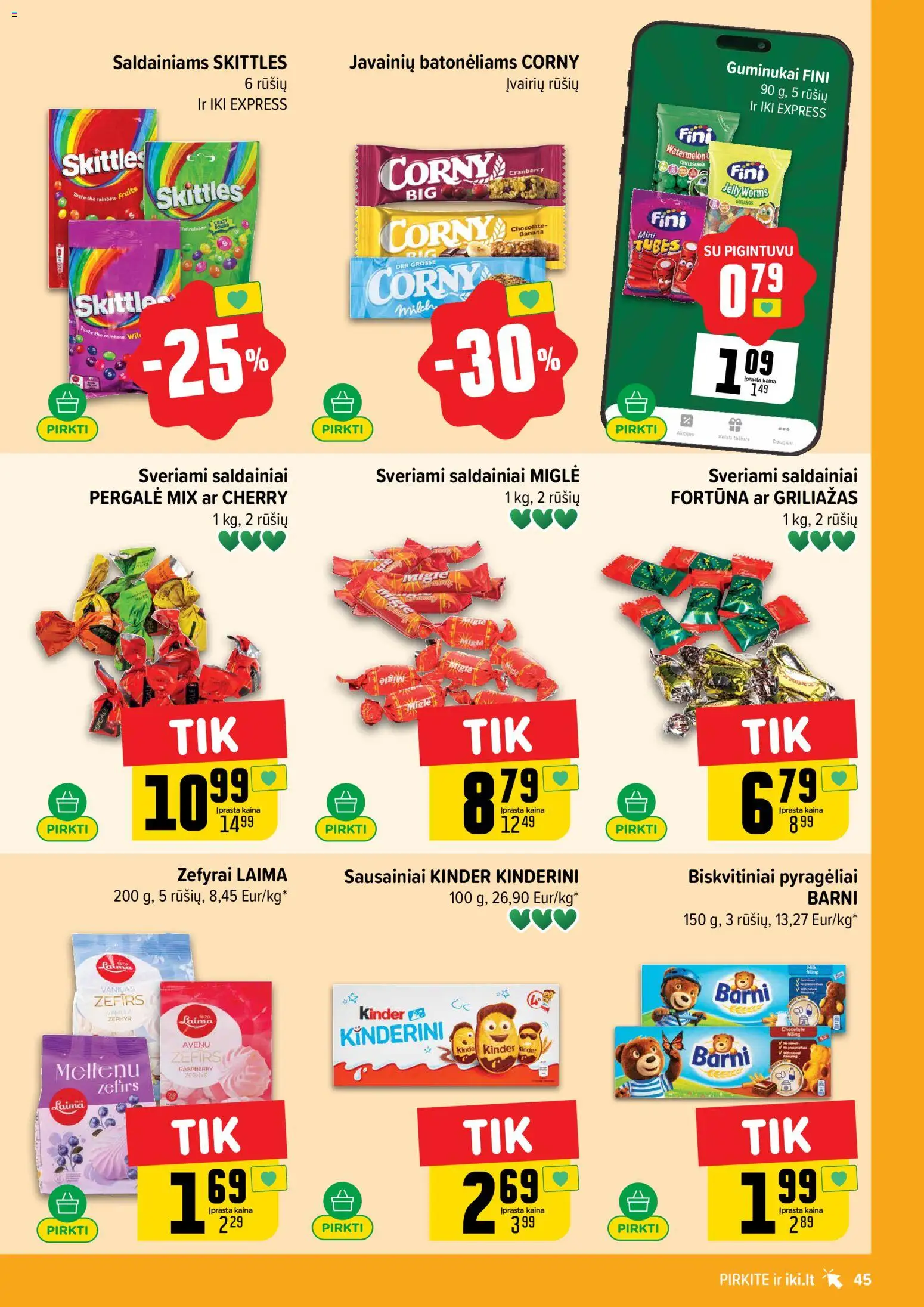 IKI akcijos nuo 13.04.2026 | Puslapis: 45 | Prekių: Sausainiai, Guminukai, Saldainiai