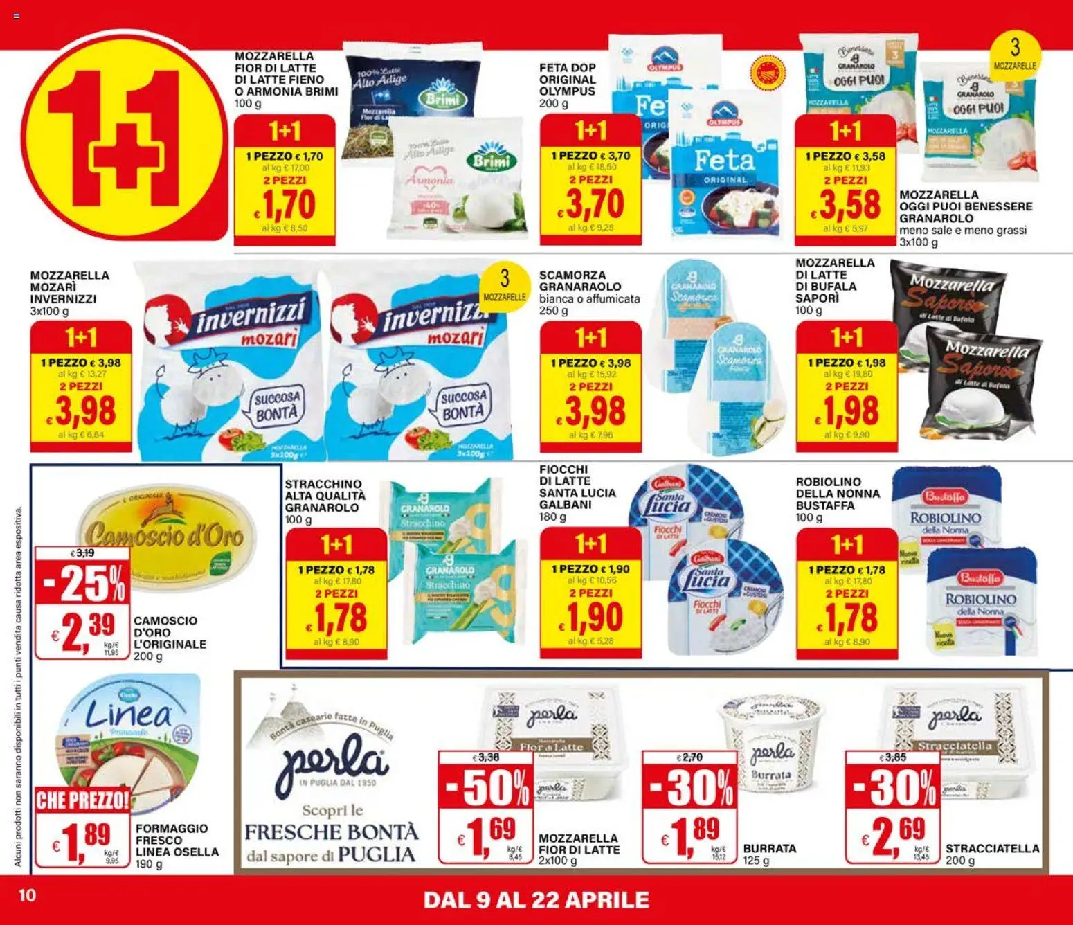 Volantino Il Gigante del 09.04.2026 | Pagina: 10 | Prodotti: Formaggio, Stracchino, Feta, Burrata