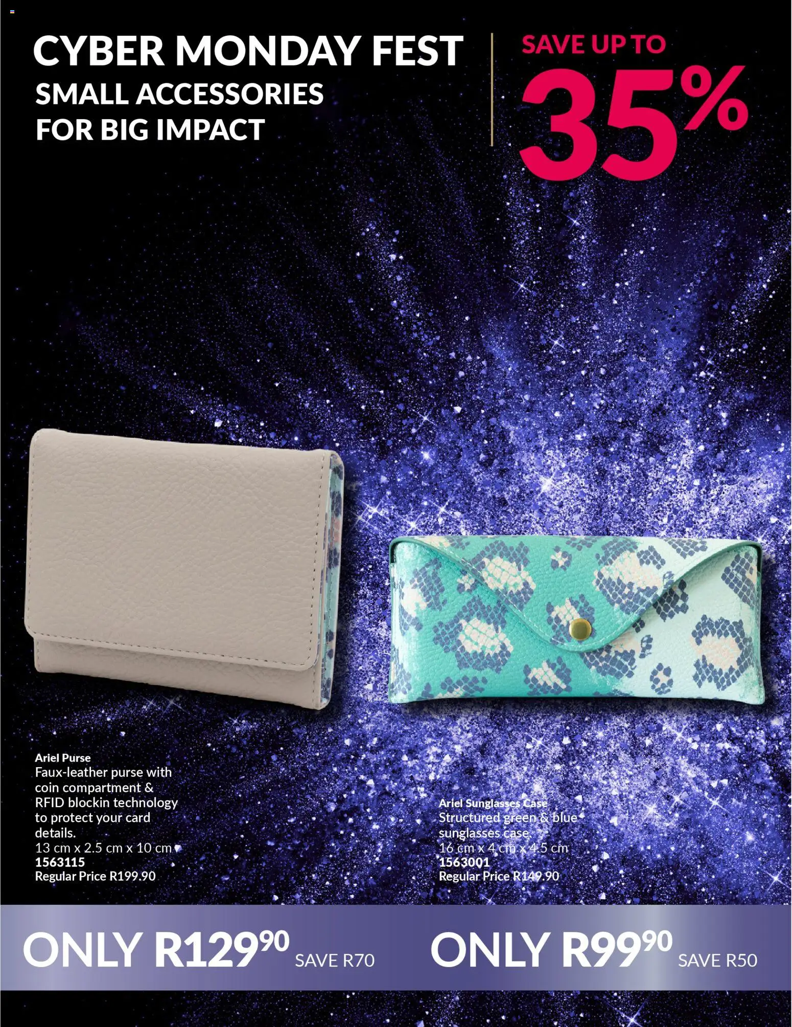 New Avon catalogue – valid from 01.12.2025 | Page: 16 | Products: Purse, Case, Sunglasses