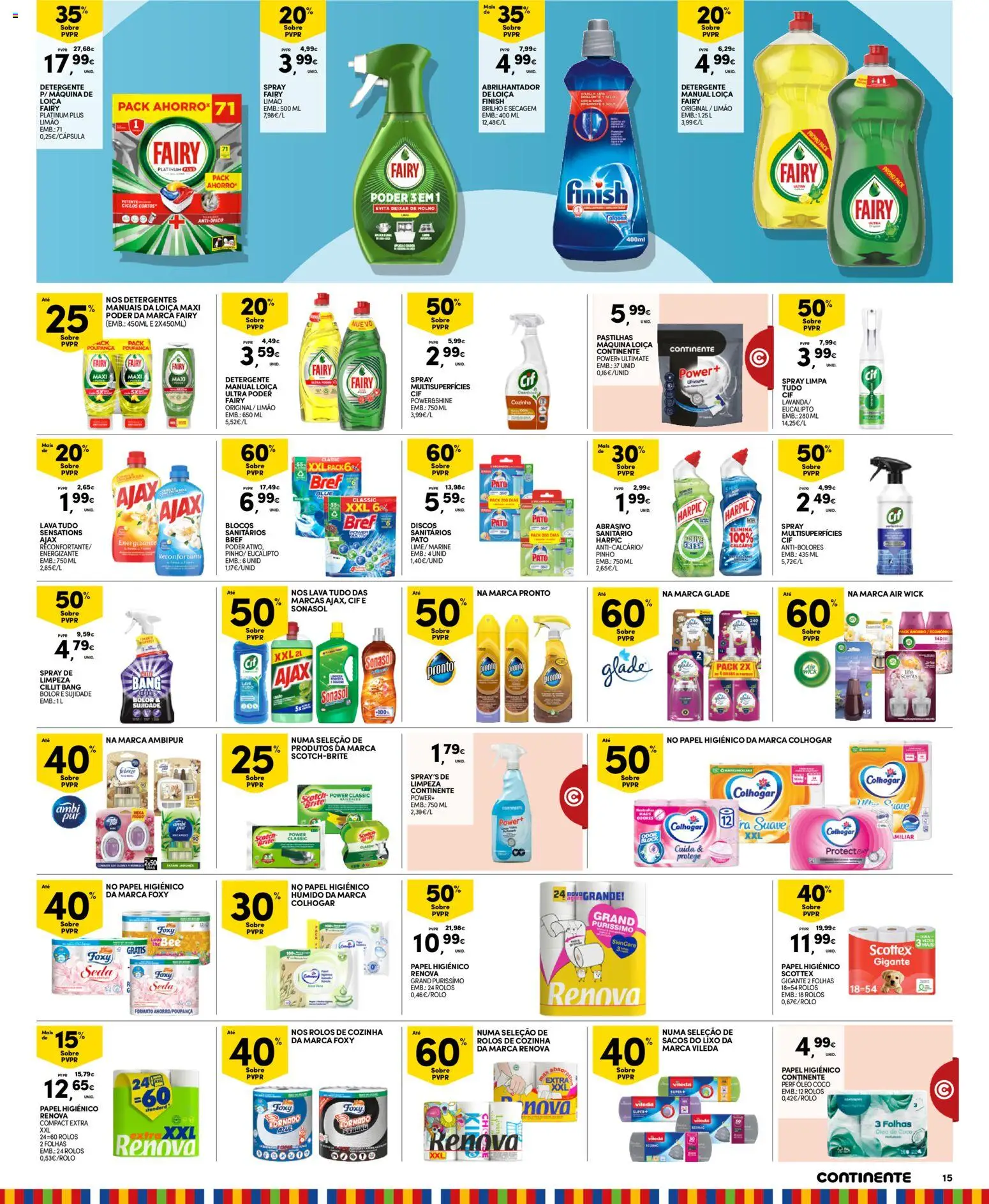 Continente - Madeira Folheto Semanal │ válido de 24.02.2026 | Página: 15 | Produtos: Papel higiénico, Abrilhantador, Cillit bang bolor, Óleo