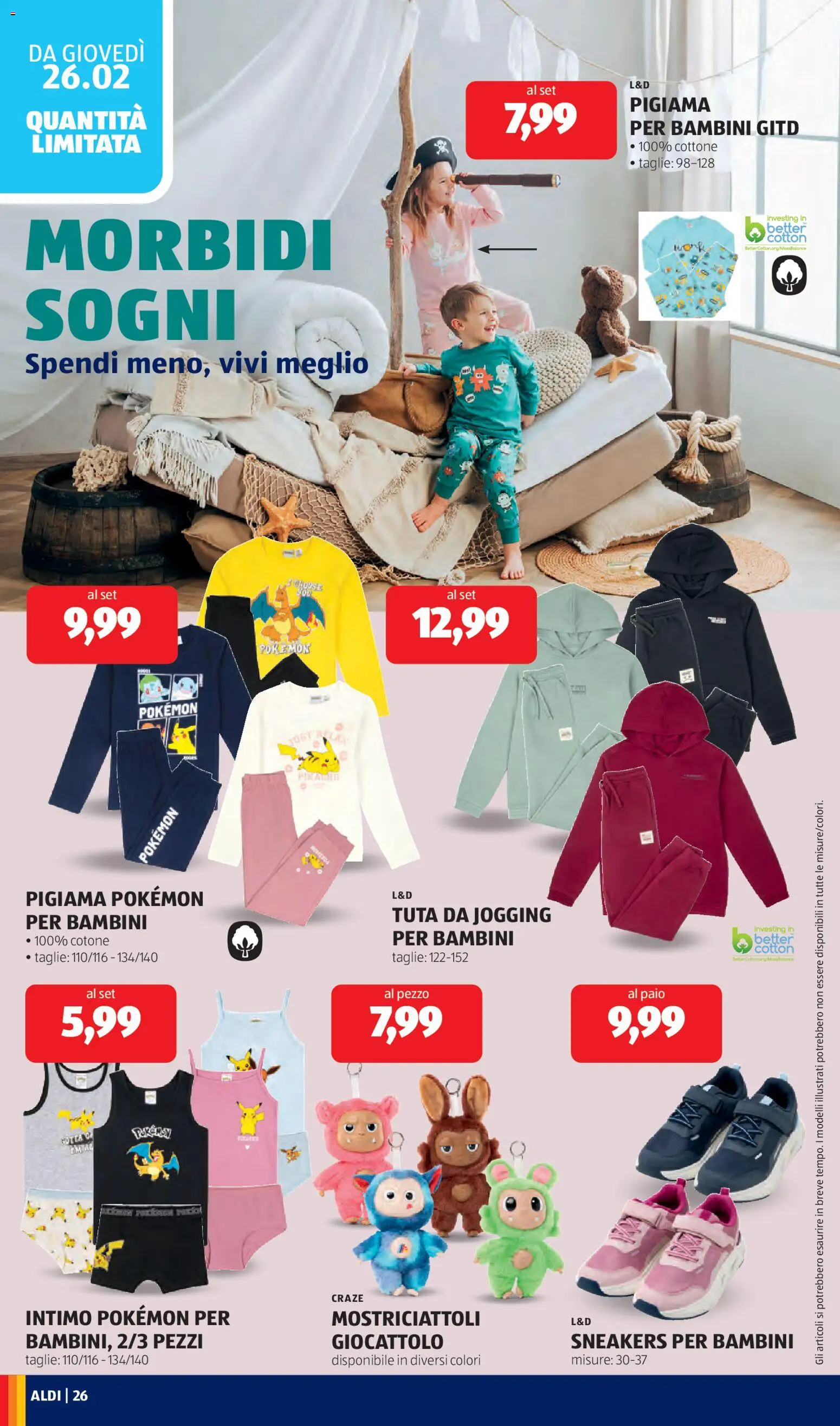 Volantino Aldi del 23.02.2026 | Pagina: 26 | Prodotti: Intimo, Pigiama, Sneakers