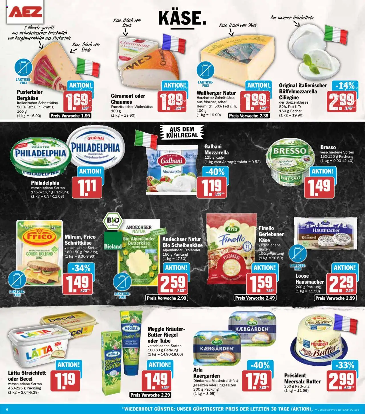 AEZ Prospekt 	 - gültig ab dem 21.07.2025 | Seite: 6 | Produkte: Geramont, Käse, Becel, Lätta