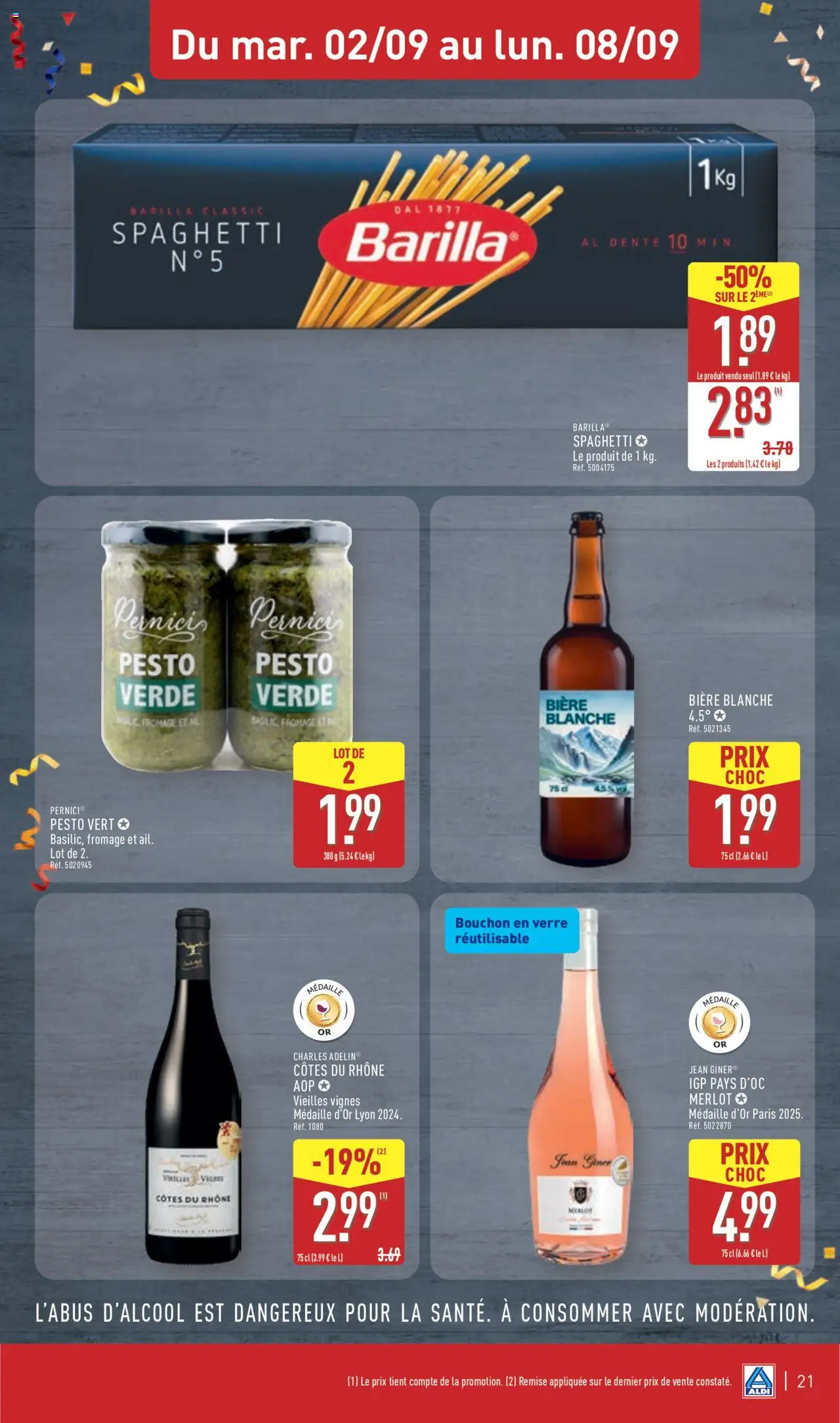  | Page: 24 | Produits: Spaghetti, Pesto vert, Fromage, Bière