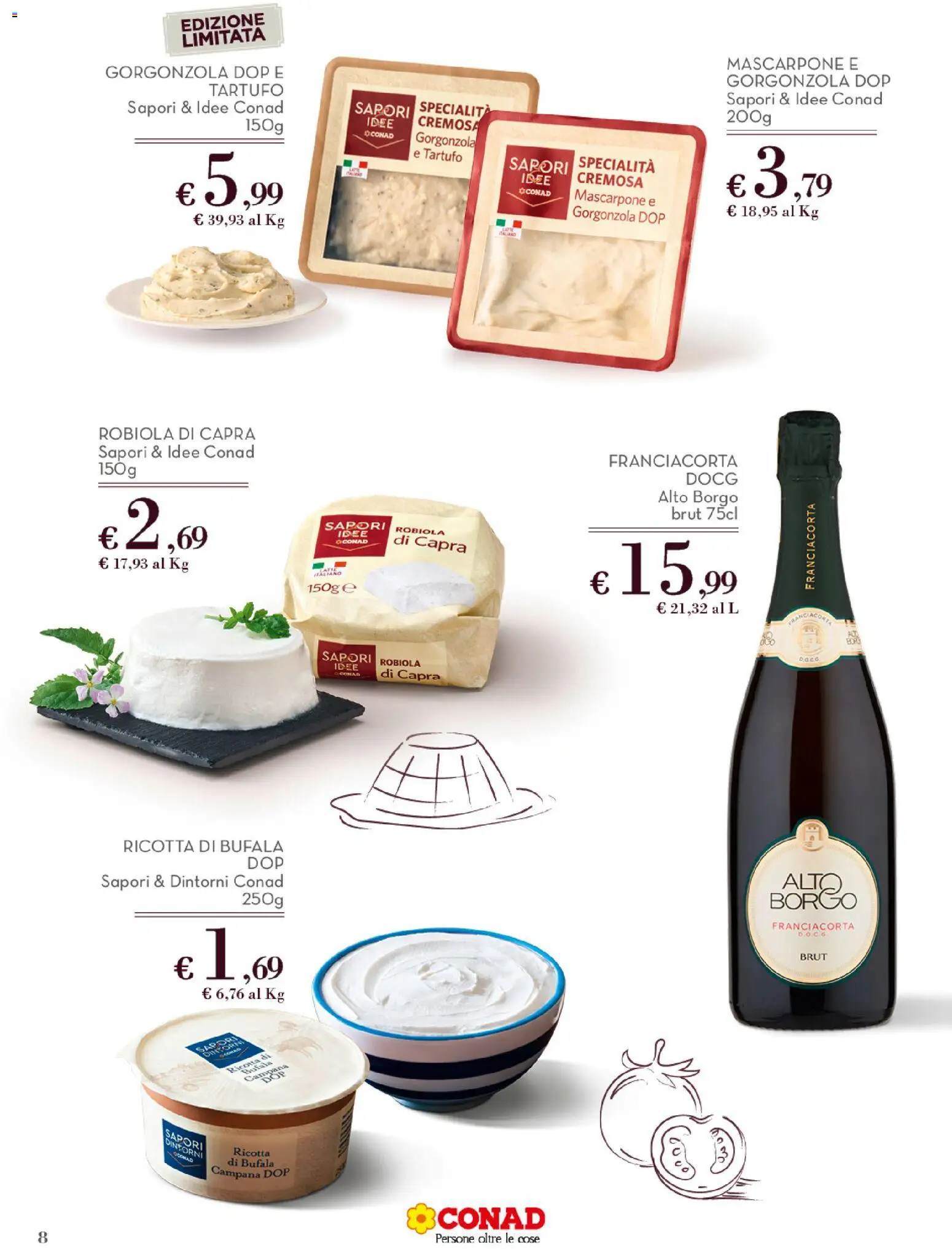Volantino Conad del 01.12.2025 | Pagina: 8 | Prodotti: Tartufo, Ricotta, Mascarpone, Gorgonzola