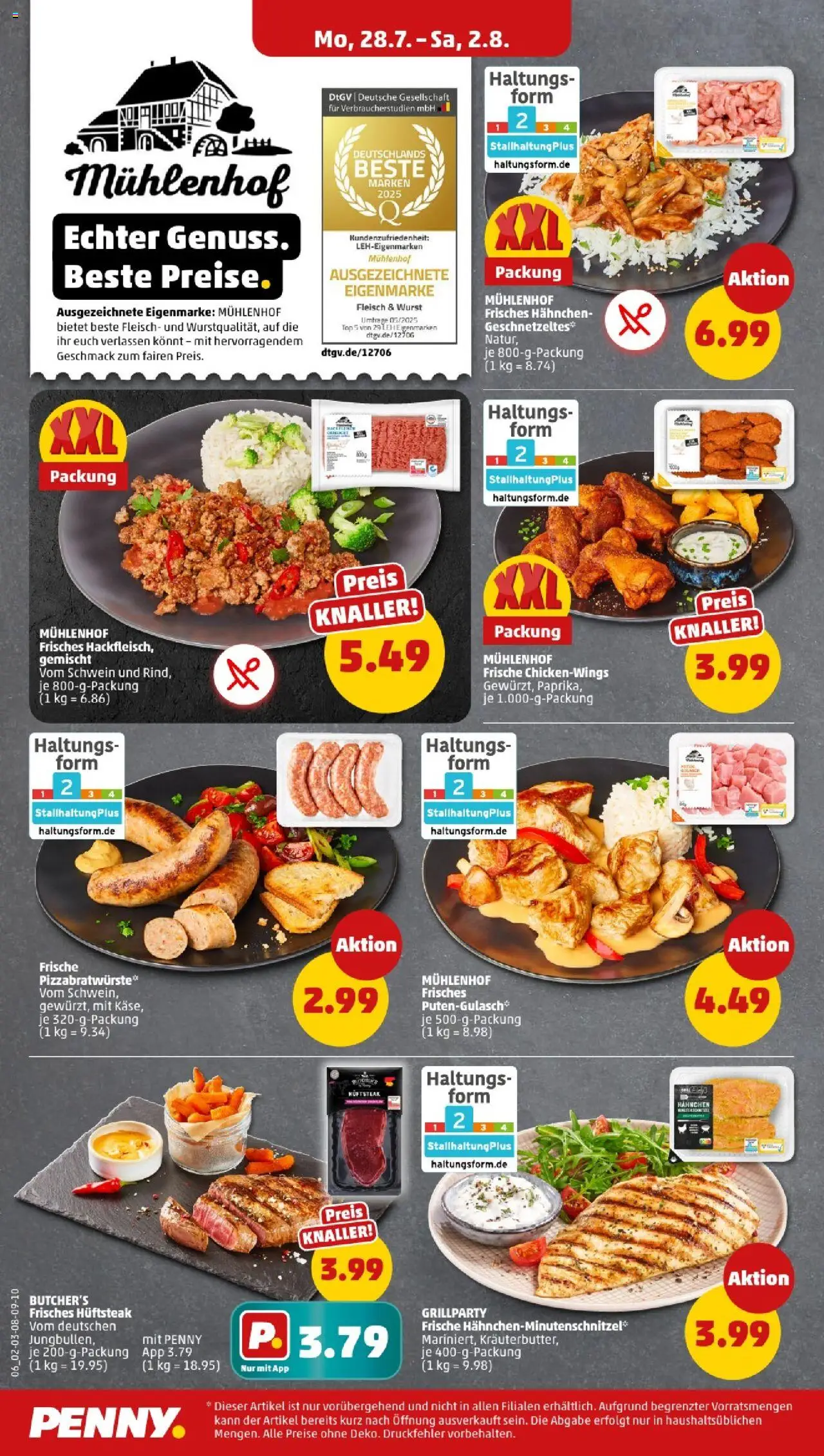 Penny - Nordrhein - Westfalen - gültig ab dem 28.07.2025 | Seite: 6 | Produkte: Top, Hahnchen, Wurst, Fleisch