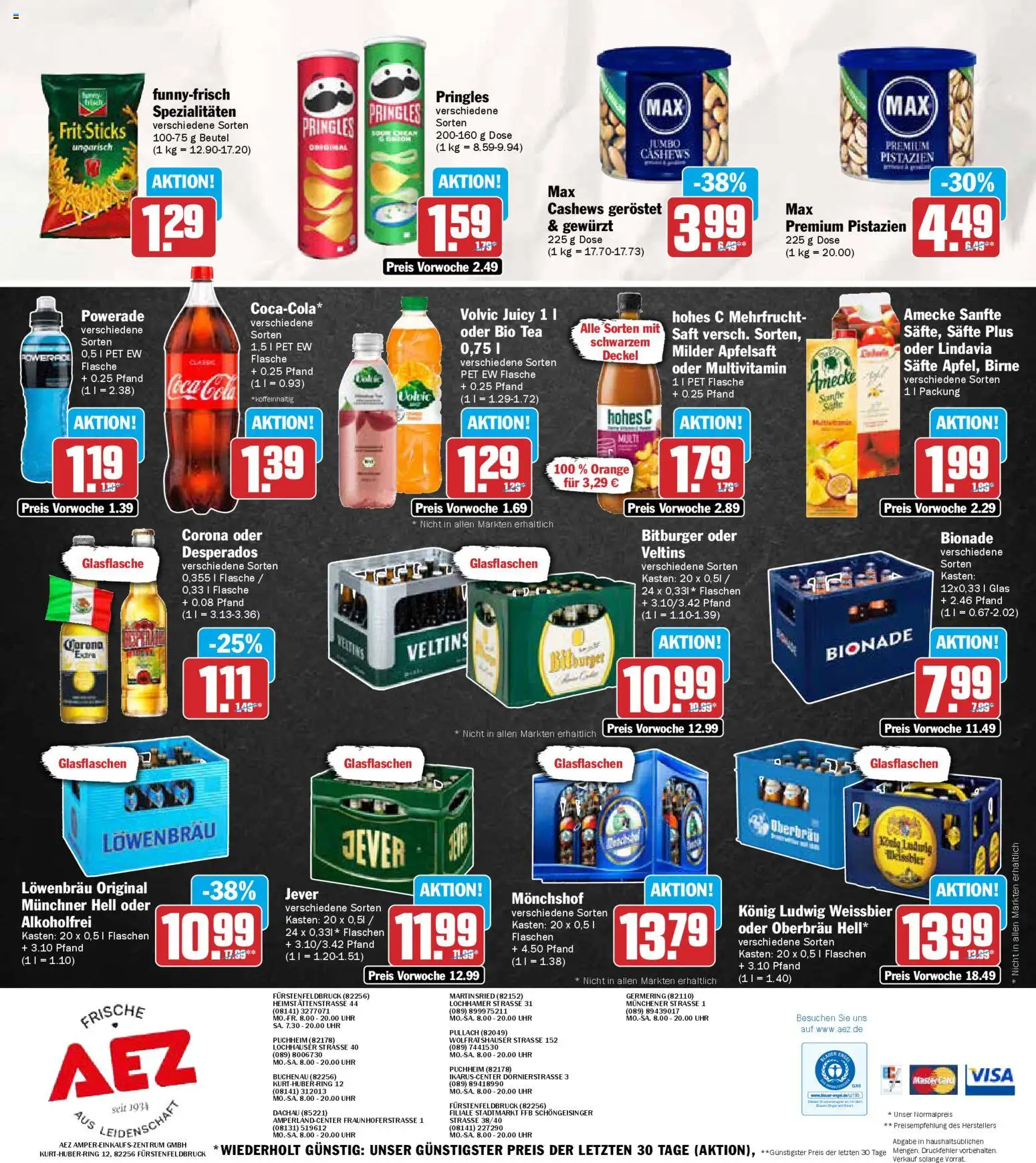 AEZ Prospekt 	 – gültig ab 10.11.2025 | Seite: 16 | Produkte: Monchshof, Weißbier, Pistazien, Veltins