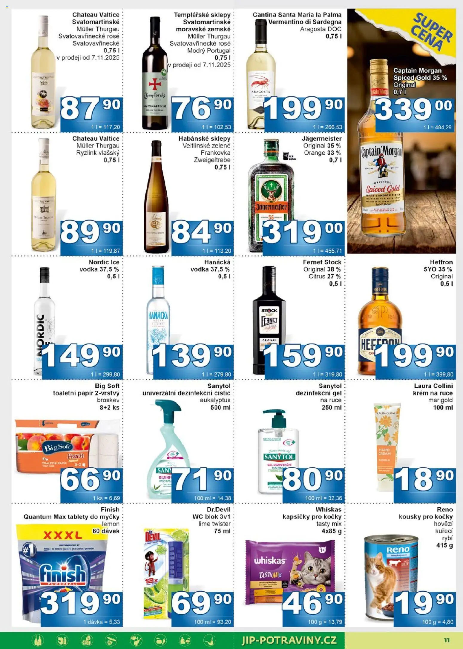 Jip leták od 05.11.2025 | Strana: 11 | Produkty: Finish, Kapsičky pro kočky, Habánské sklepy, Wc