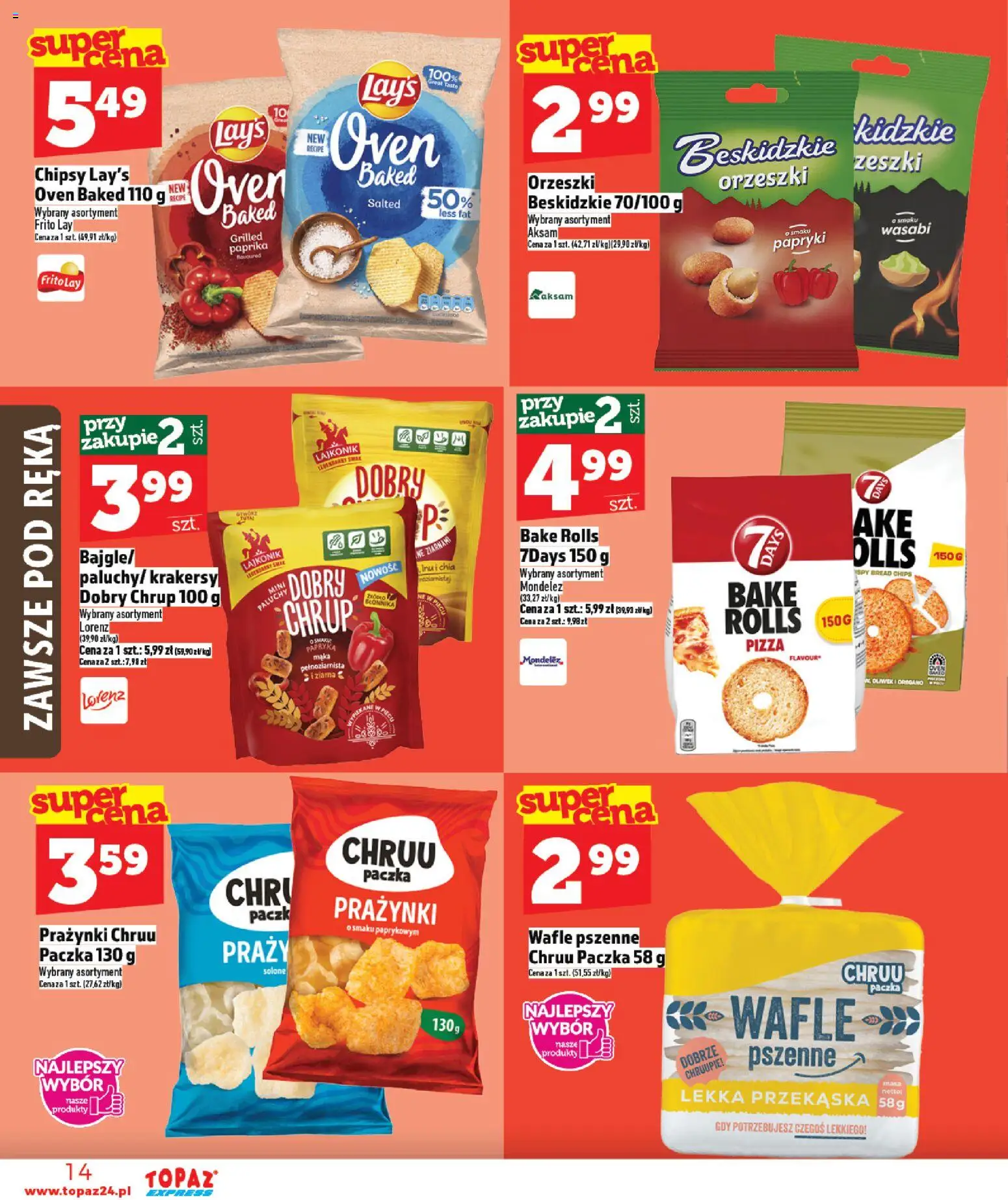 Topaz Gazetka - Express od 08.01.2026 | Strona: 14 | Produkty: Papryka, Krakersy, Pizza, Mąka pełnoziarnista