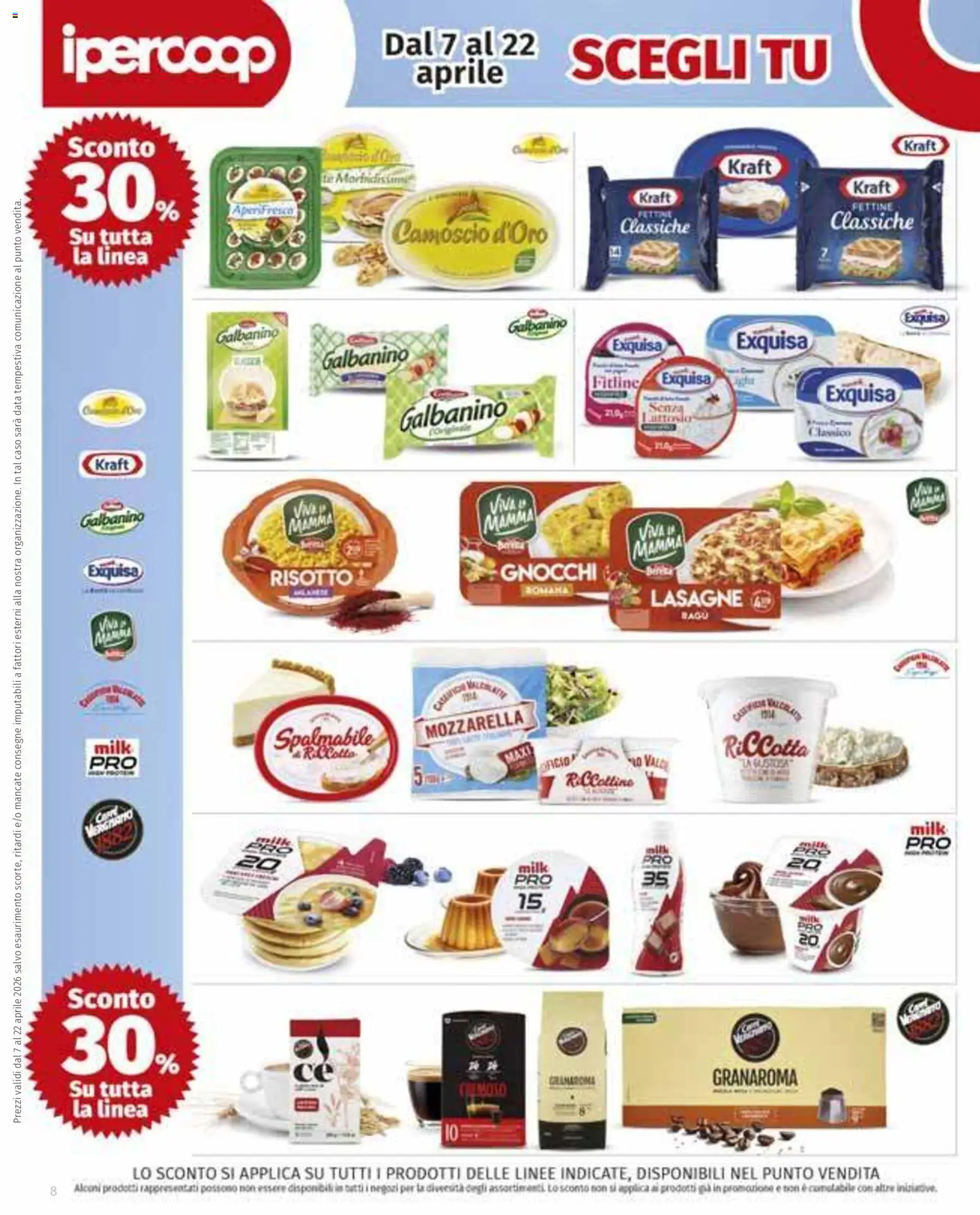 Volantino Ipercoop del 07.04.2026 | Pagina: 8 | Prodotti: Mozzarella, Data, Gnocchi