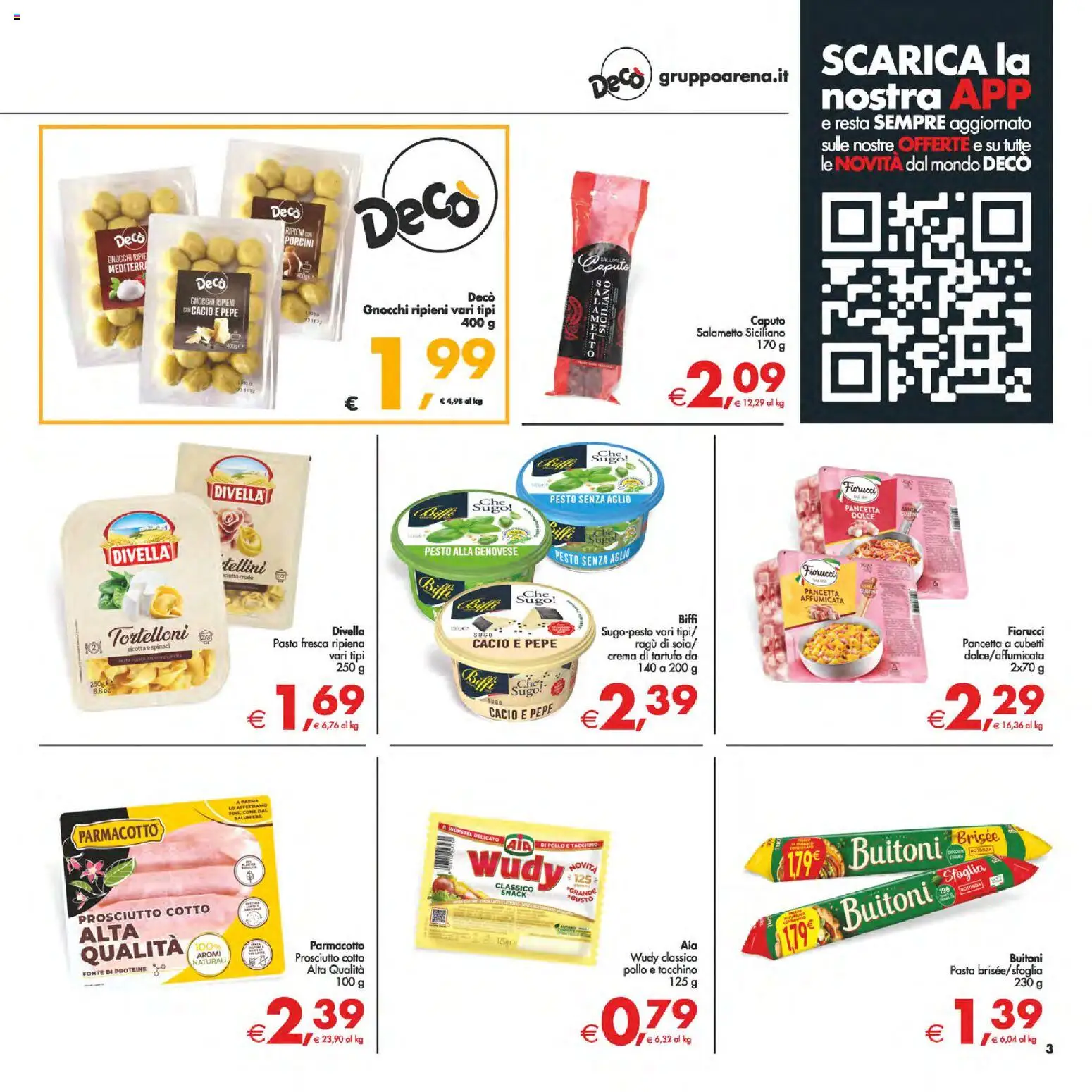 Volantino Decò del 24.10.2025 | Pagina: 3 | Prodotti: Tartufo, Pollo, Pancetta, Wurstel