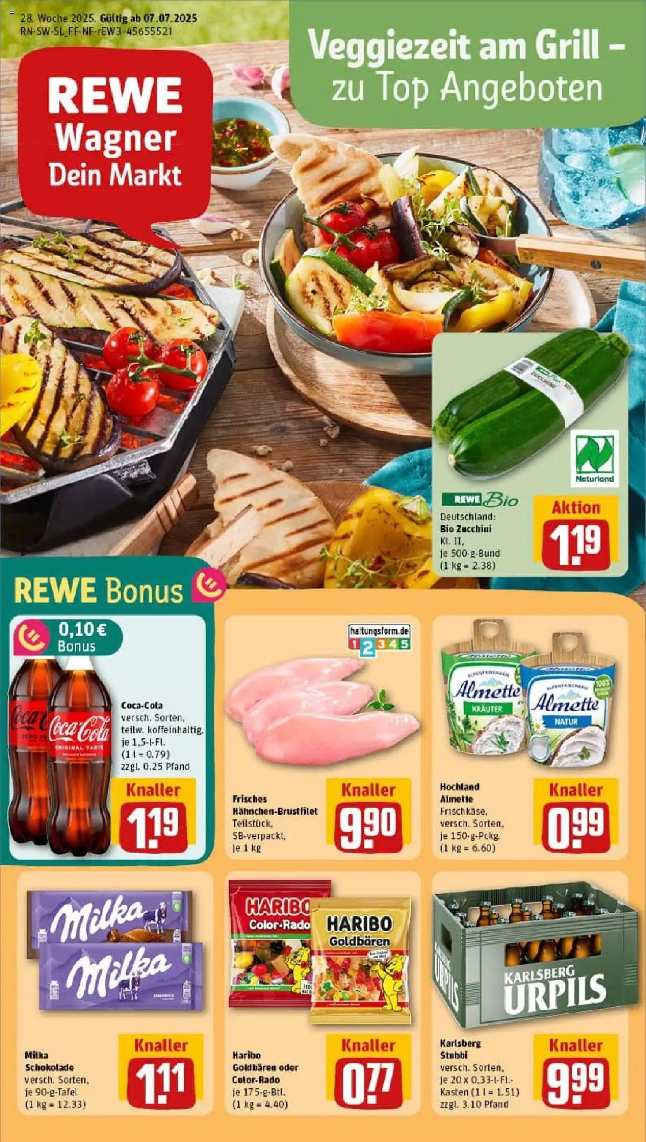 Rewe prospekt Rehlingen - Siersburg	 - gültig ab dem 06.07.2025 | Seite: 1 | Produkte: Top, Grill, Almette, Milka schokolade