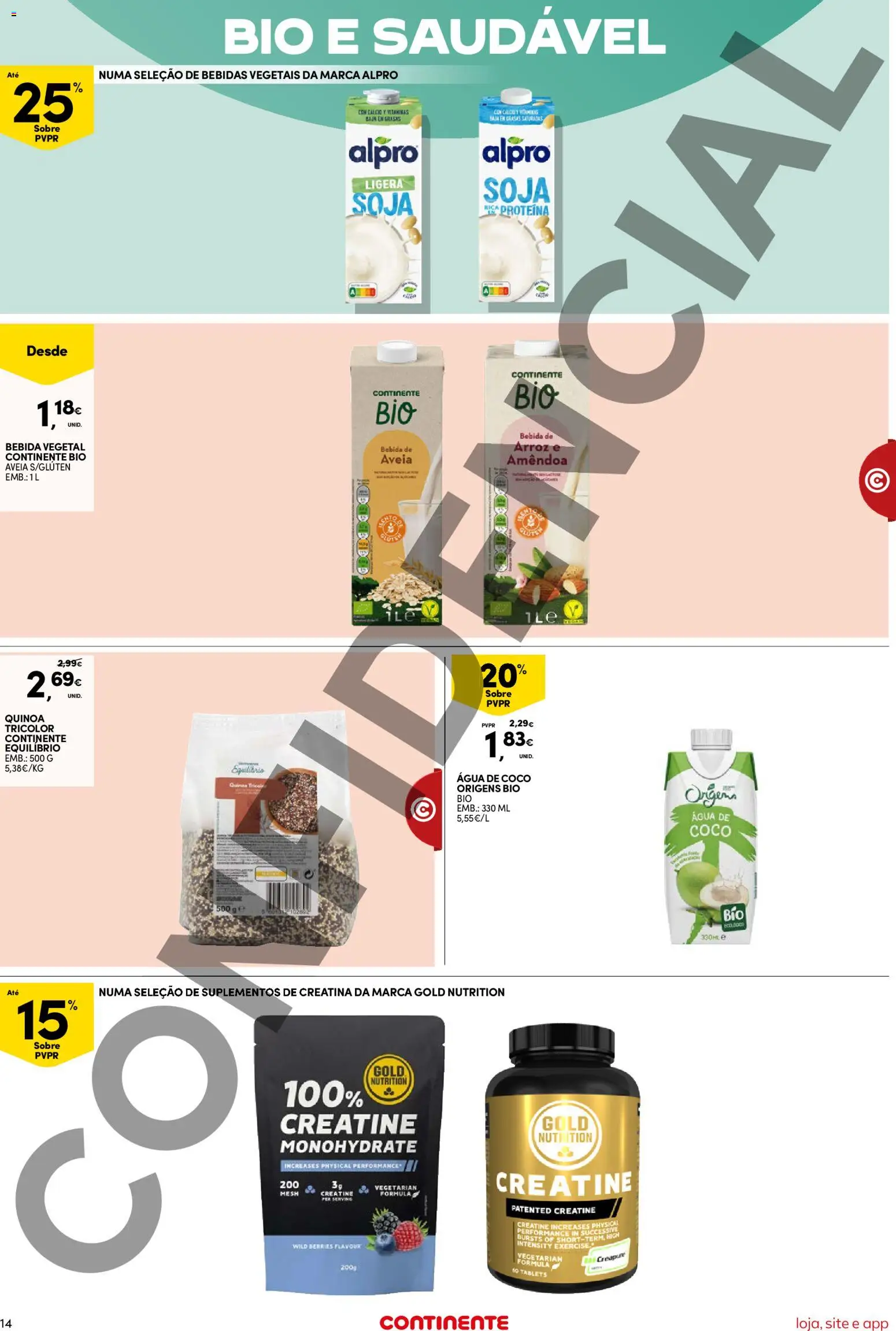 Continente Semanal Continente Bom Dia │ válido de 02.12.2025 | Página: 14 | Produtos: Quinoa, Cálcio, Arroz, Proteina